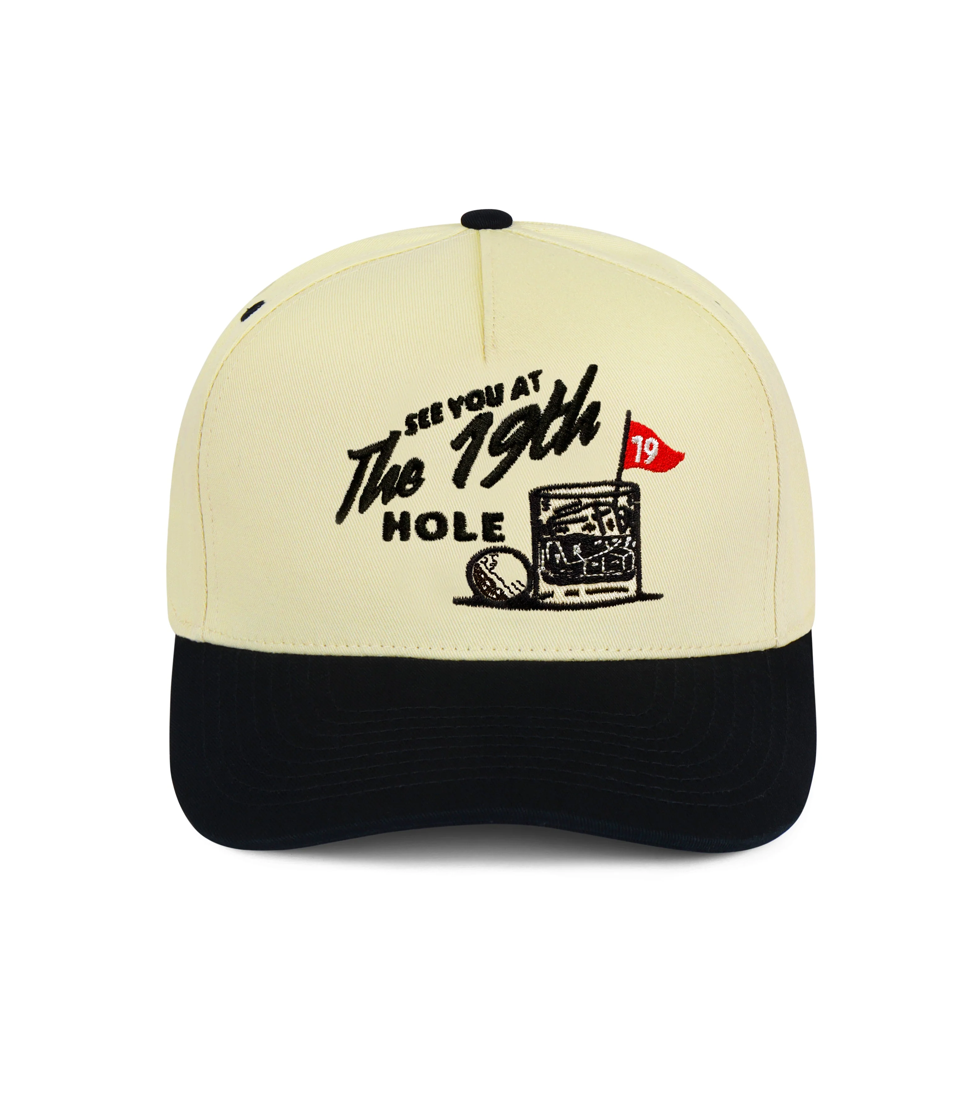 19th Hole Hat - Cream & Black Snapback - Image 3