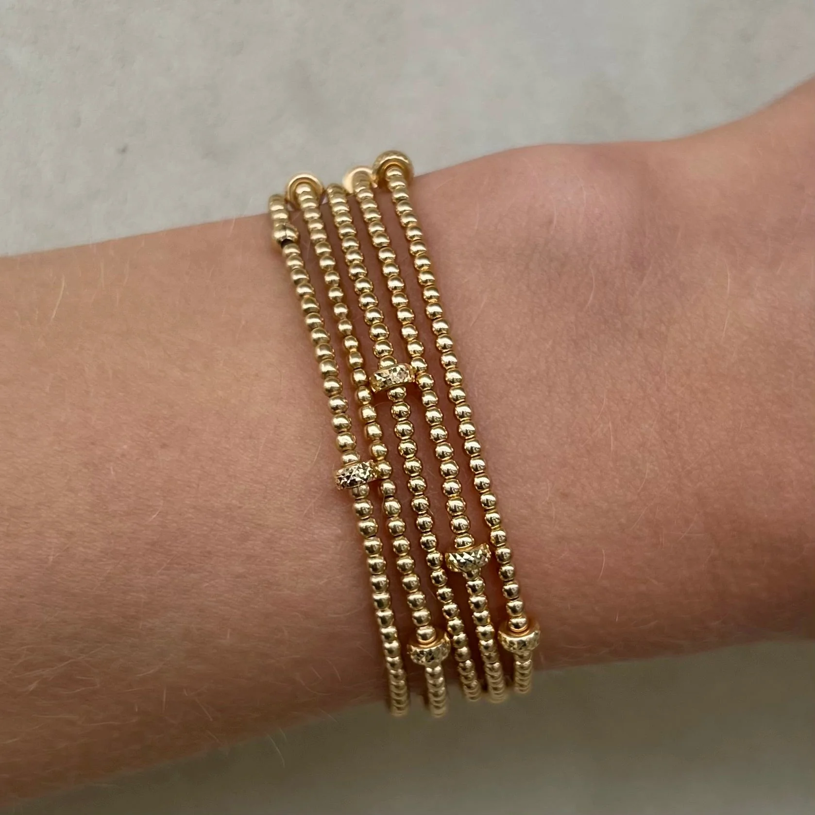 2MM Signature Bracelet with 14K Gold Rondelle Pattern - Image 2