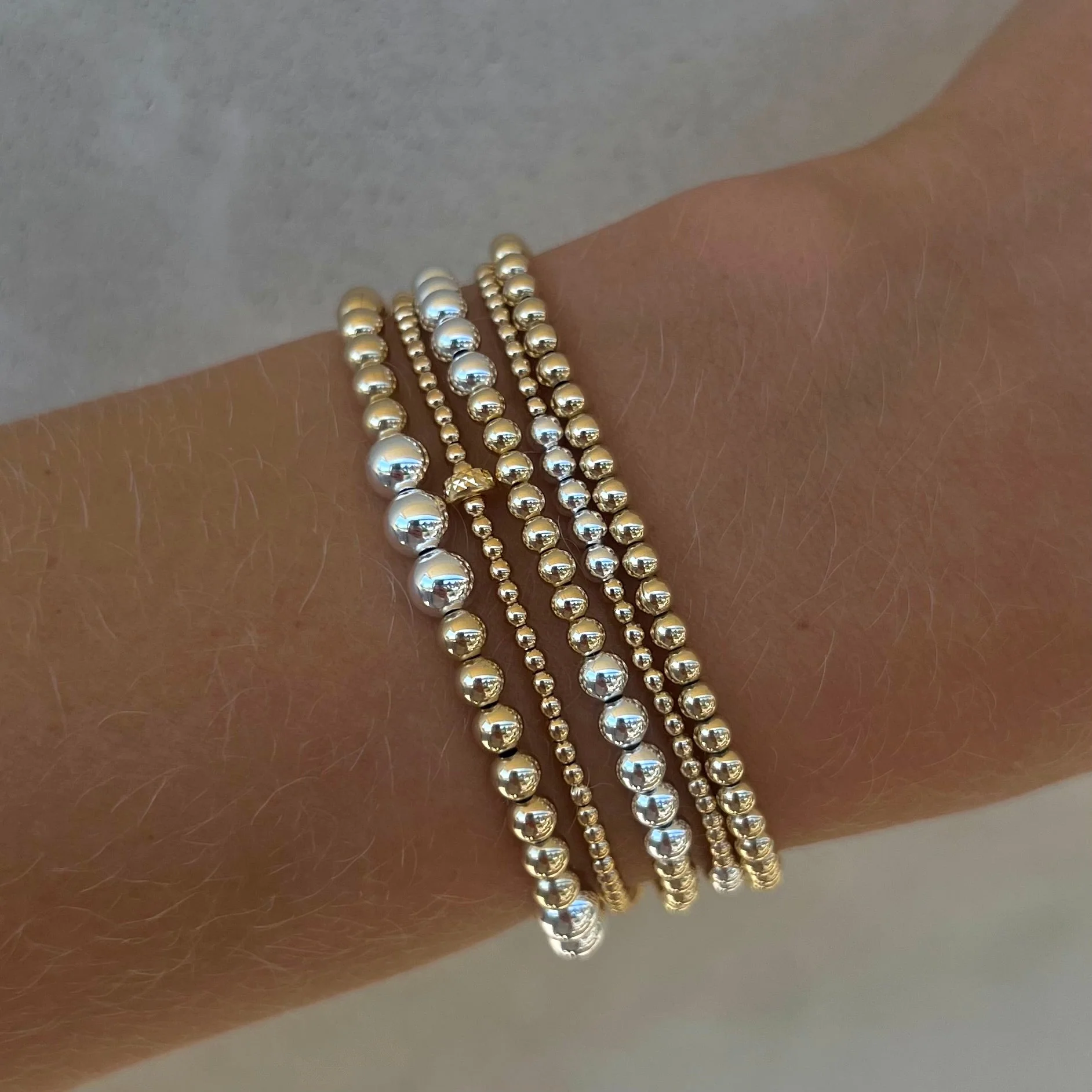 2MM Signature Bracelet with 14K Gold Rondelle Pattern - Image 3