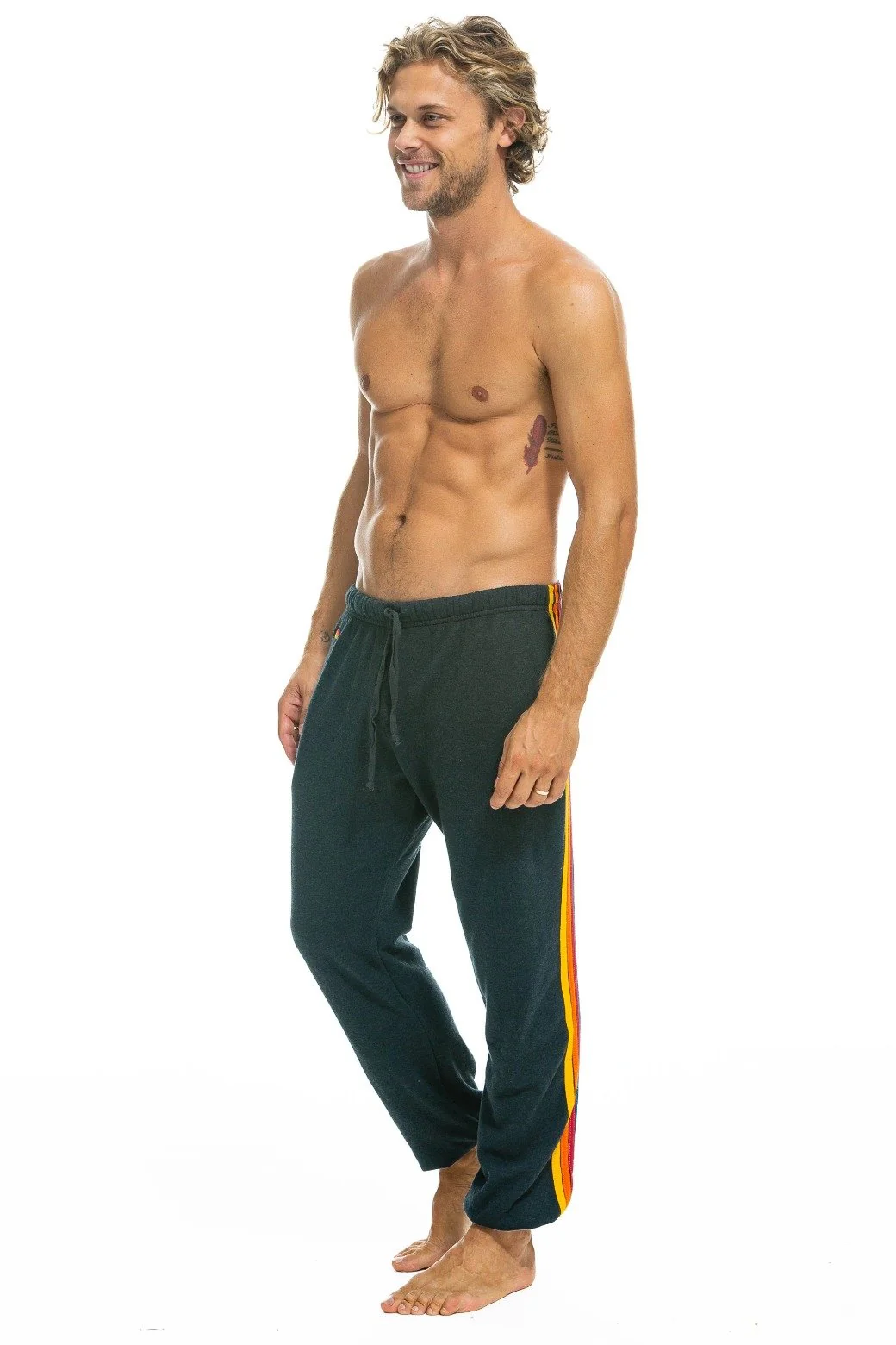 Aviator Nation - 5 Stripe Men's Sweatpants - Charcoal - Image 4