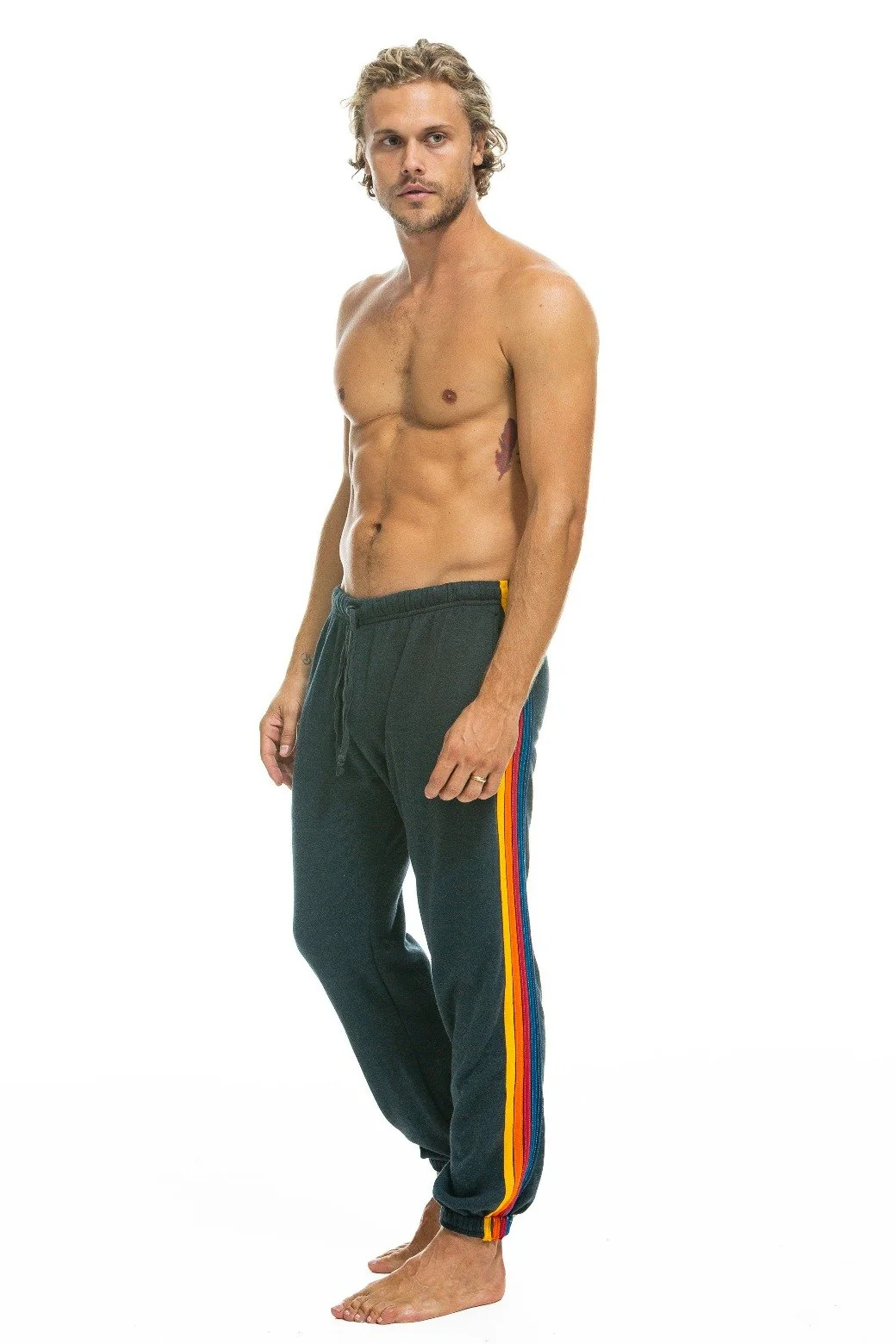Aviator Nation - 5 Stripe Men's Sweatpants - Charcoal - Image 5