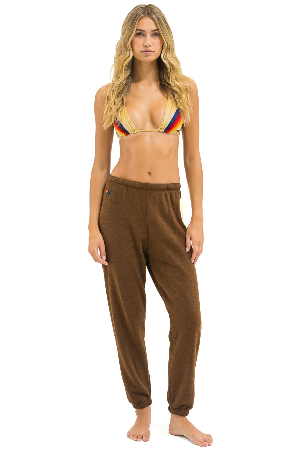Aviator Nation - 5 Stripe Sweatpants - Chocolate / White Neon - Image 2