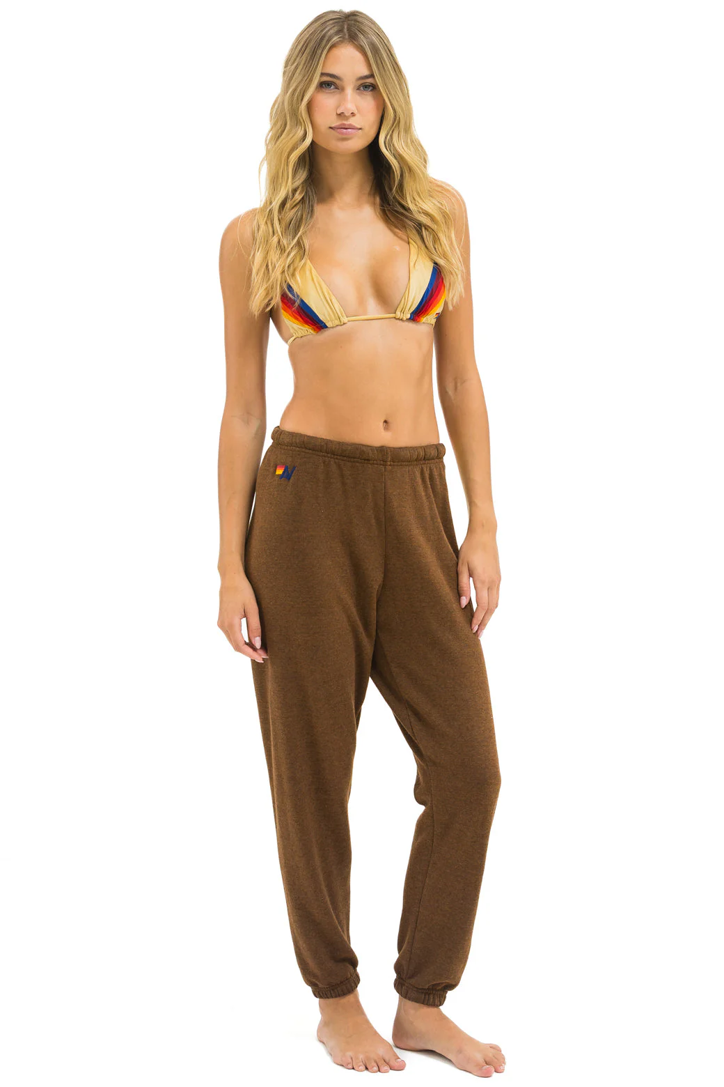 Aviator Nation - 5 Stripe Sweatpants - Chocolate / White Neon - Image 3