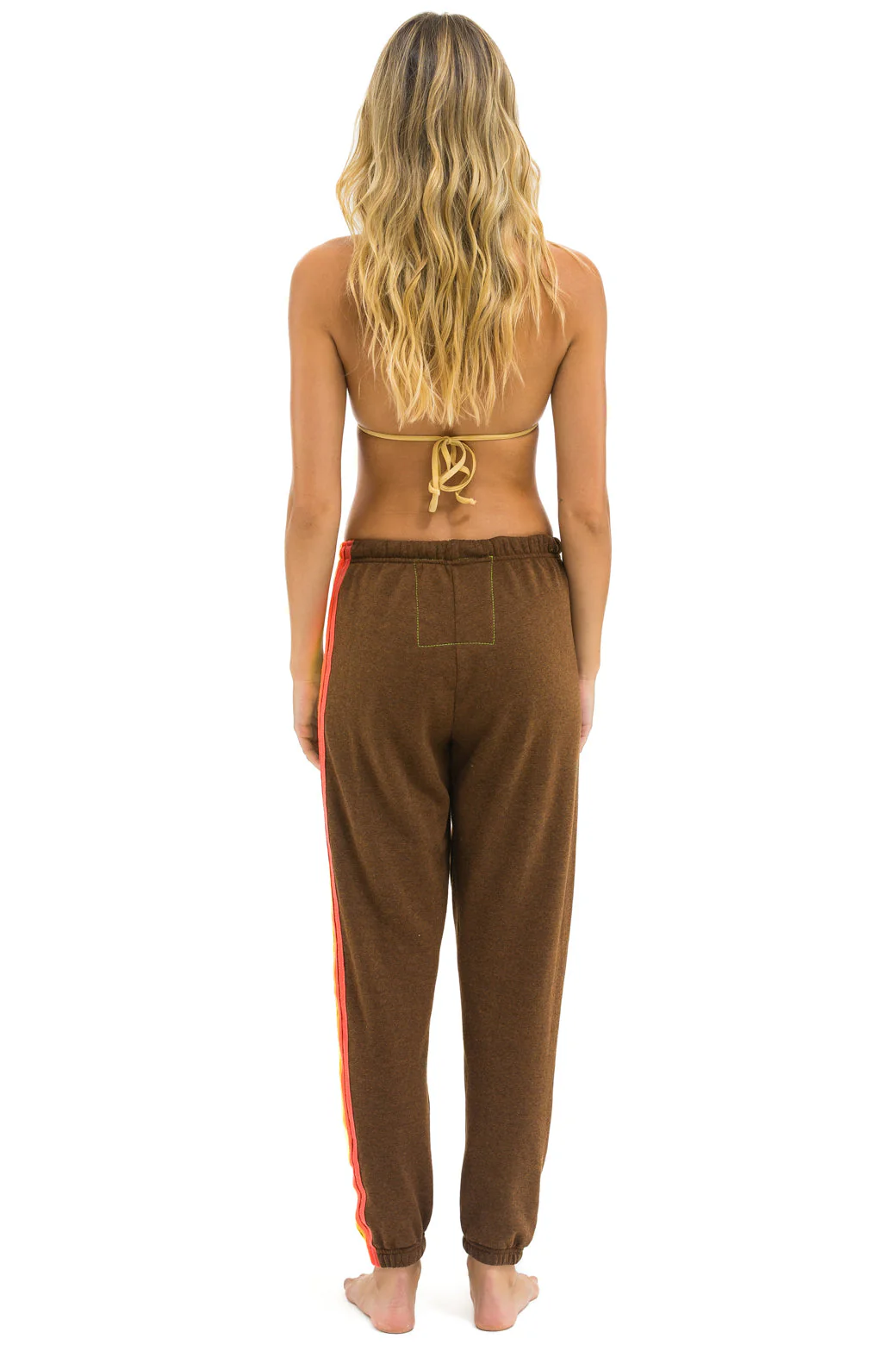 Aviator Nation - 5 Stripe Sweatpants - Chocolate / White Neon - Image 4