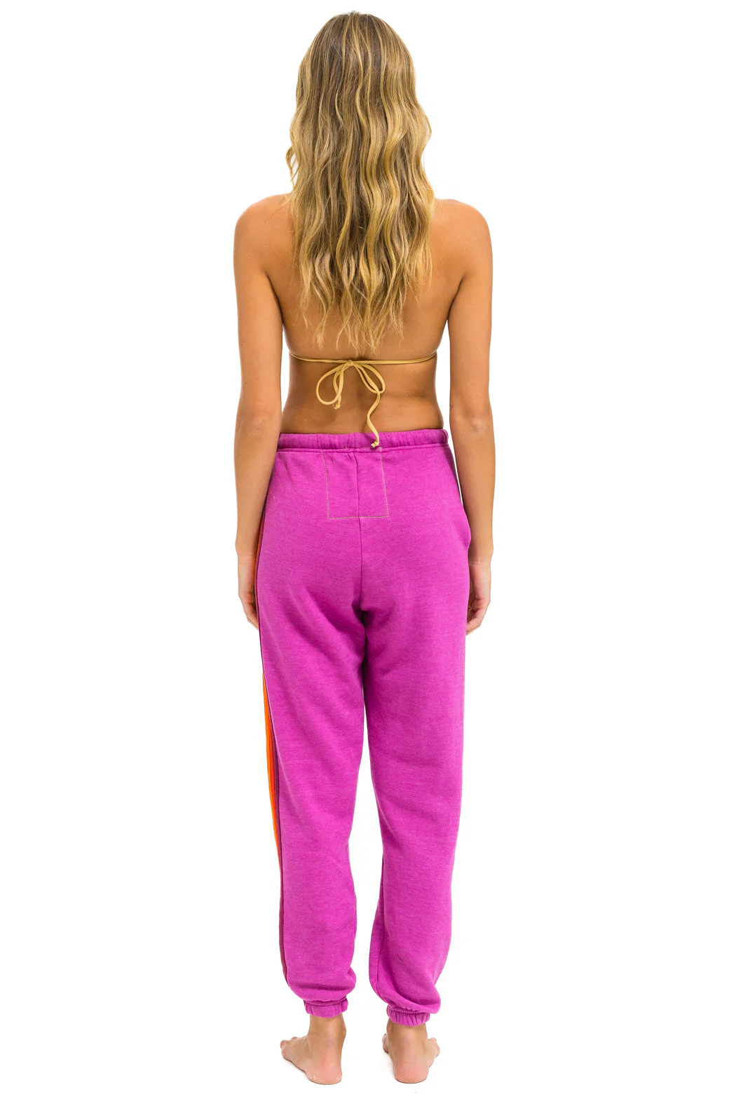 Aviator Nation - 5 Stripe Sweatpants - Magenta // Orange // Yellow - Image 4