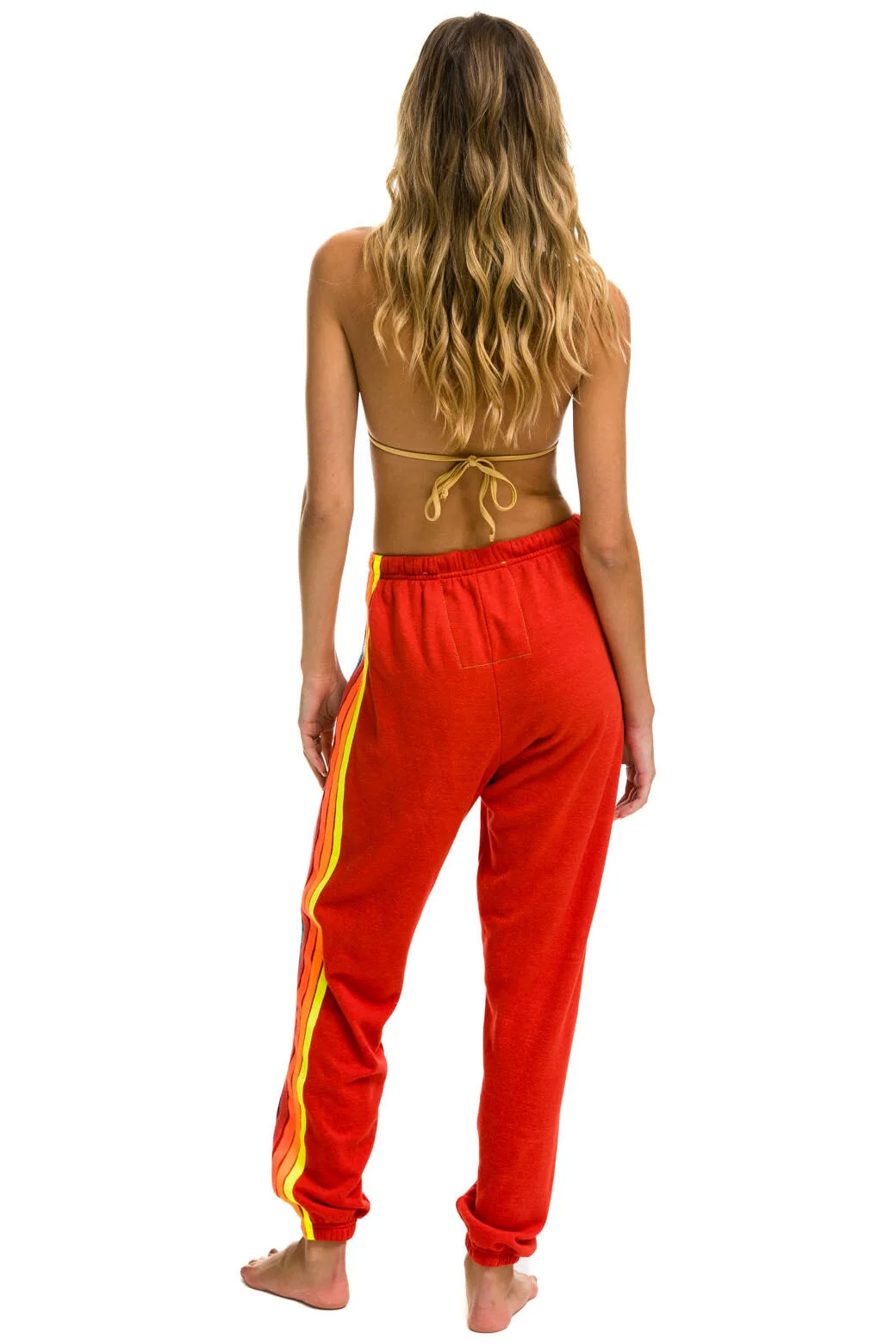 Aviator Nation - 5 Stripe Women's Sweatpants - Red // Neon Rainbow - Image 3
