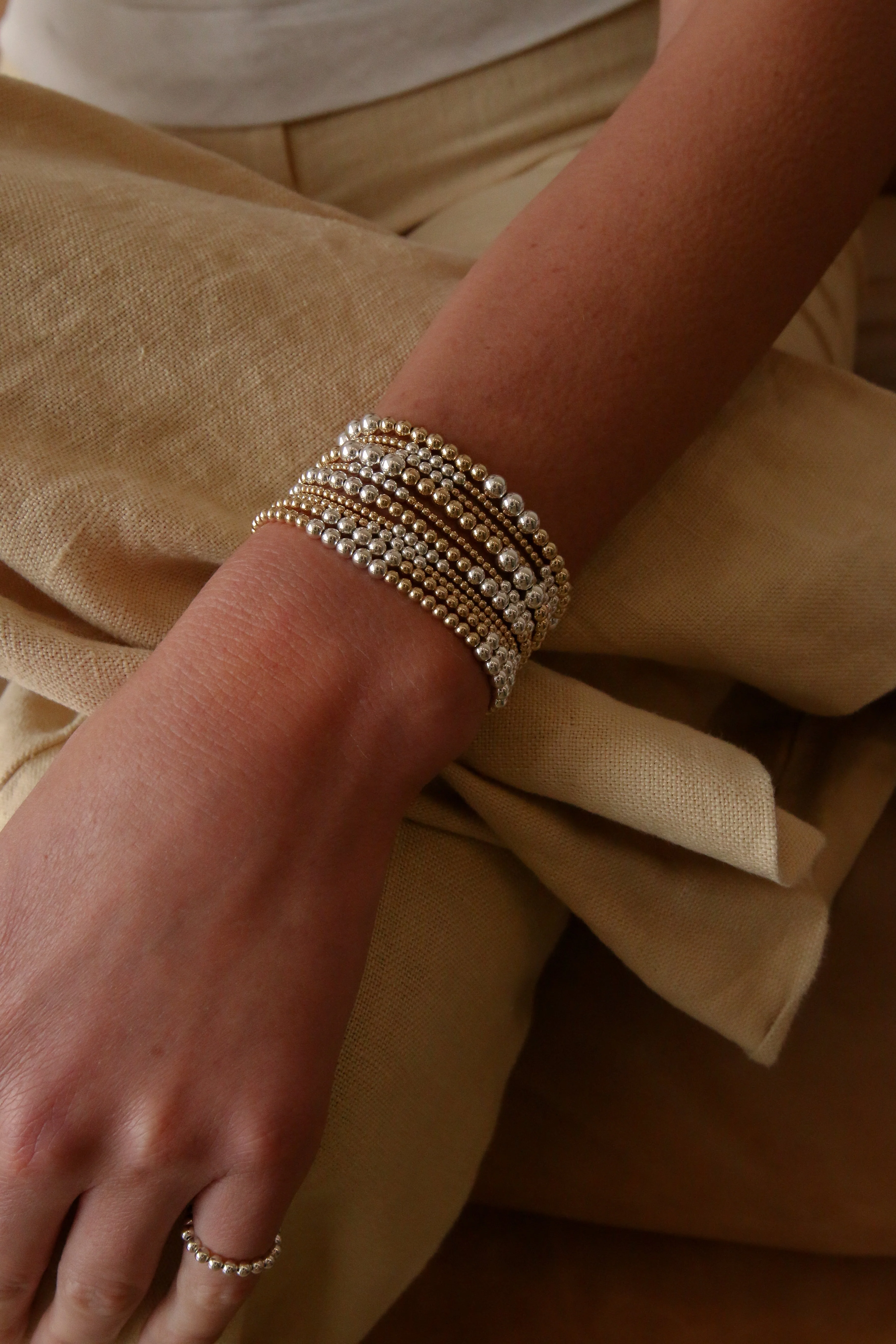 6MM Yellow Gold Filled Bracelet with 7MM Sterling Silver - Image 3