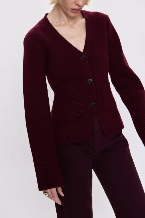 Pistola - Aeron V-Neck Cardigan Sweater - Claret - Image 3