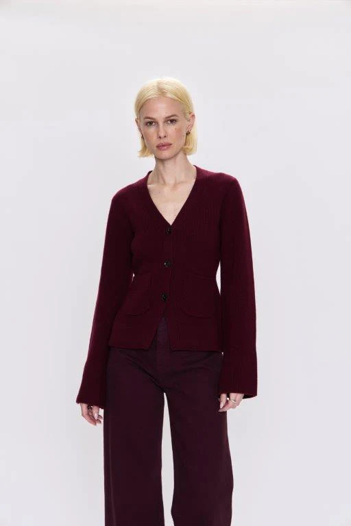Pistola - Aeron V-Neck Cardigan Sweater - Claret - Image 4
