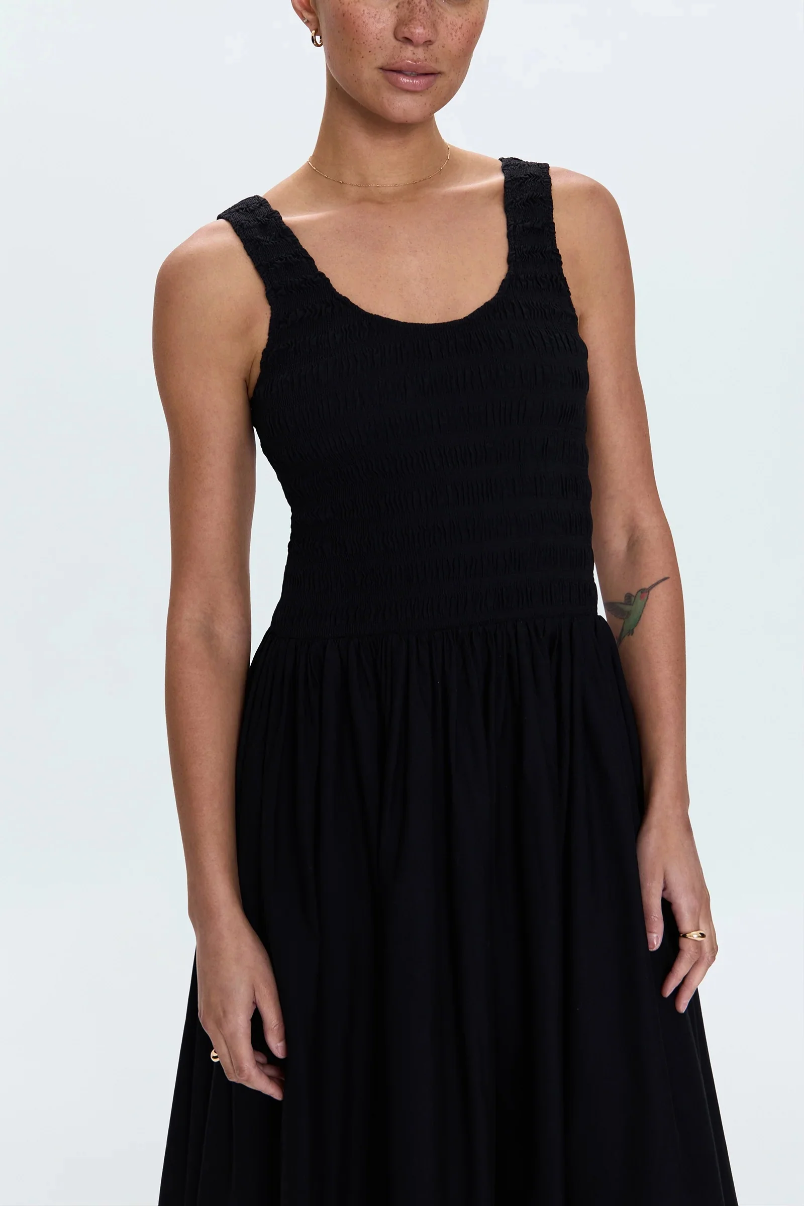 Pistola - Alessia Smocked Drop Waist Dress - Noir - Image 2