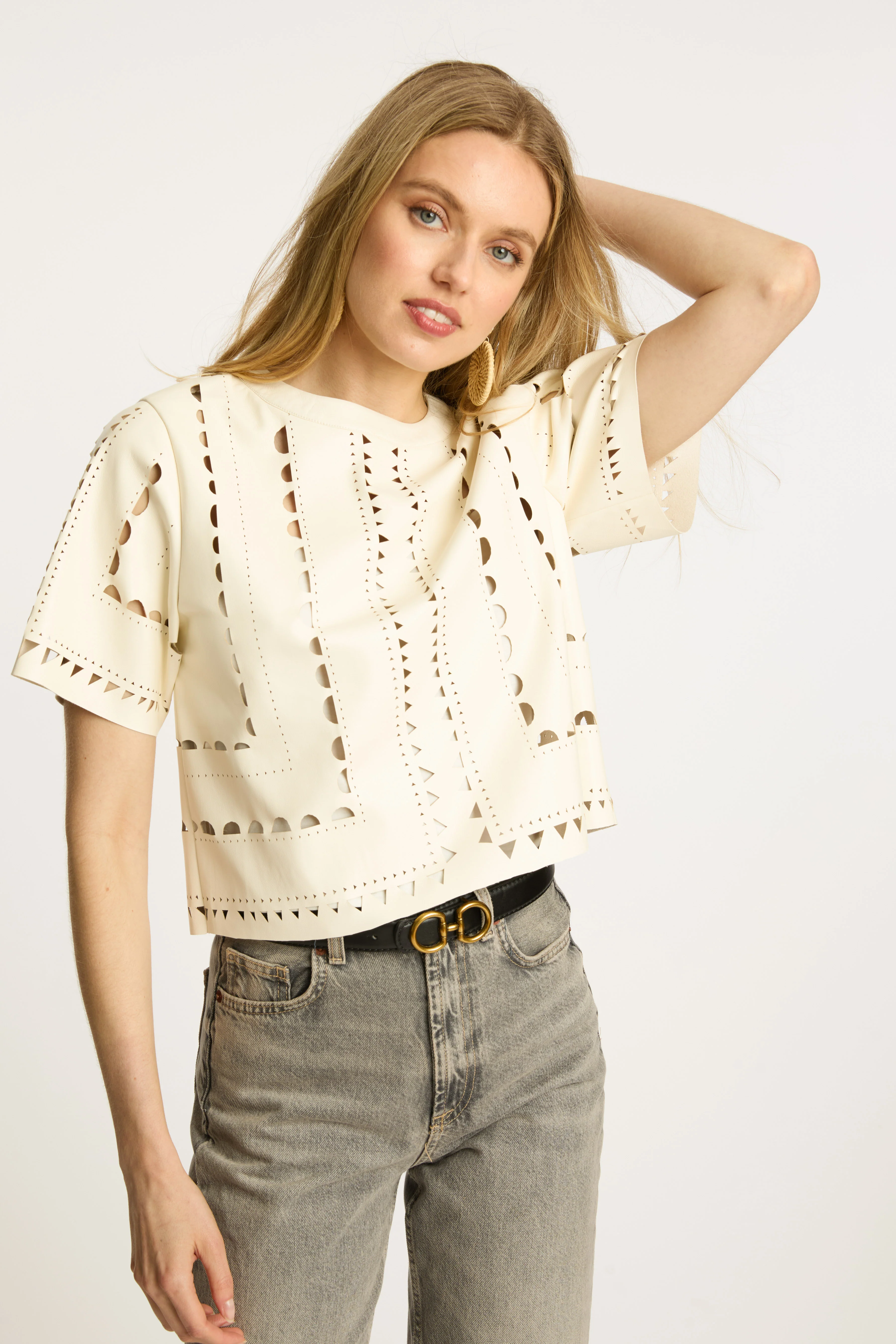 Caballero - Anisa Top - Antique White Vegan Leather - Image 6
