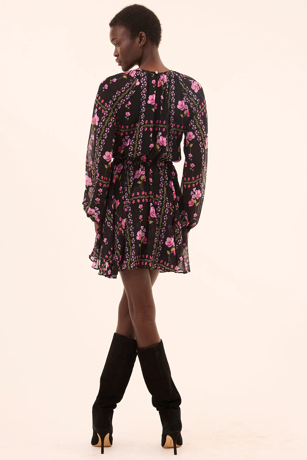 MISA Los Angeles - Anthea Dress - Midnight Lattice Chiffon - Image 5