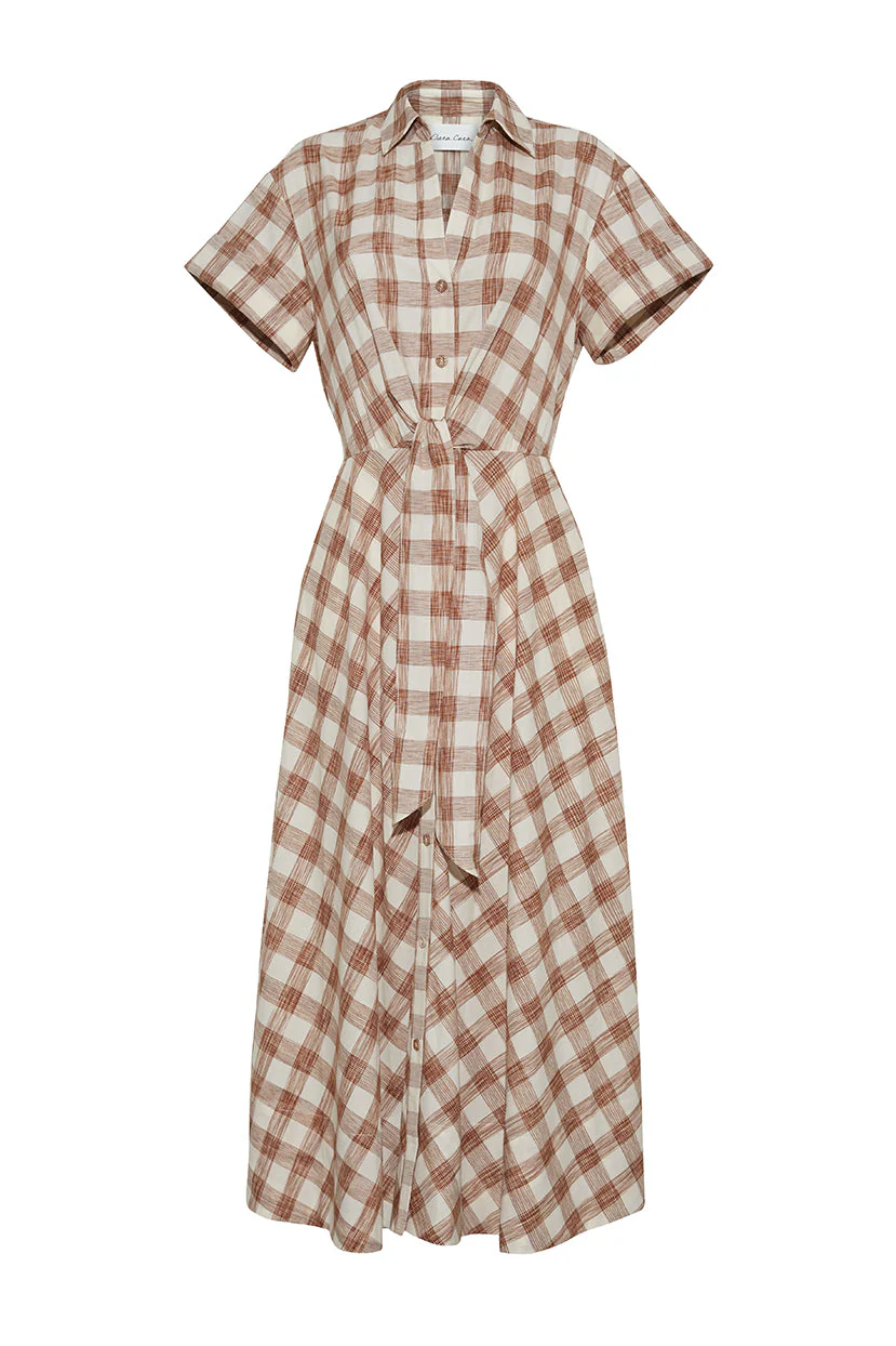 Cara Cara - Asbury Midi Dress - Sketched Plaid Brown - Image 3