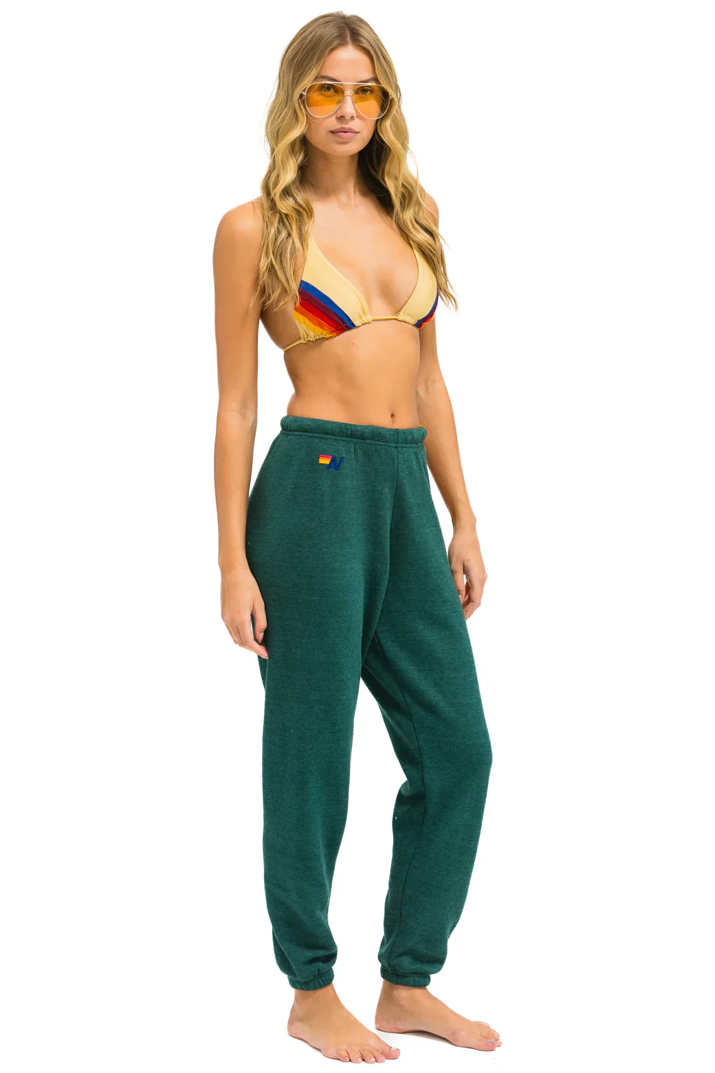 Aviator Nation - Women's 5 Stripe Sweatpants - Forest - Image 3