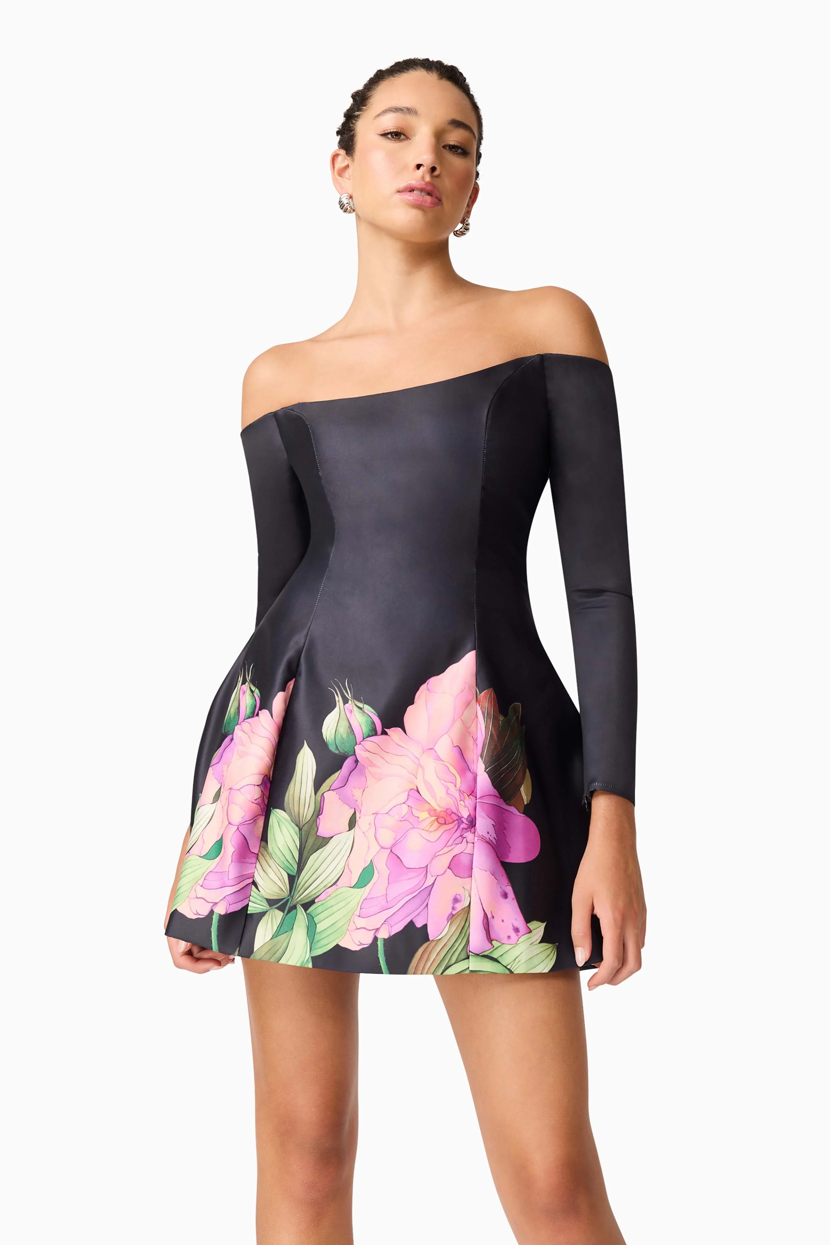 Elliatt - Azelie Off The Shoulder Mini Dress - Black - Image 3