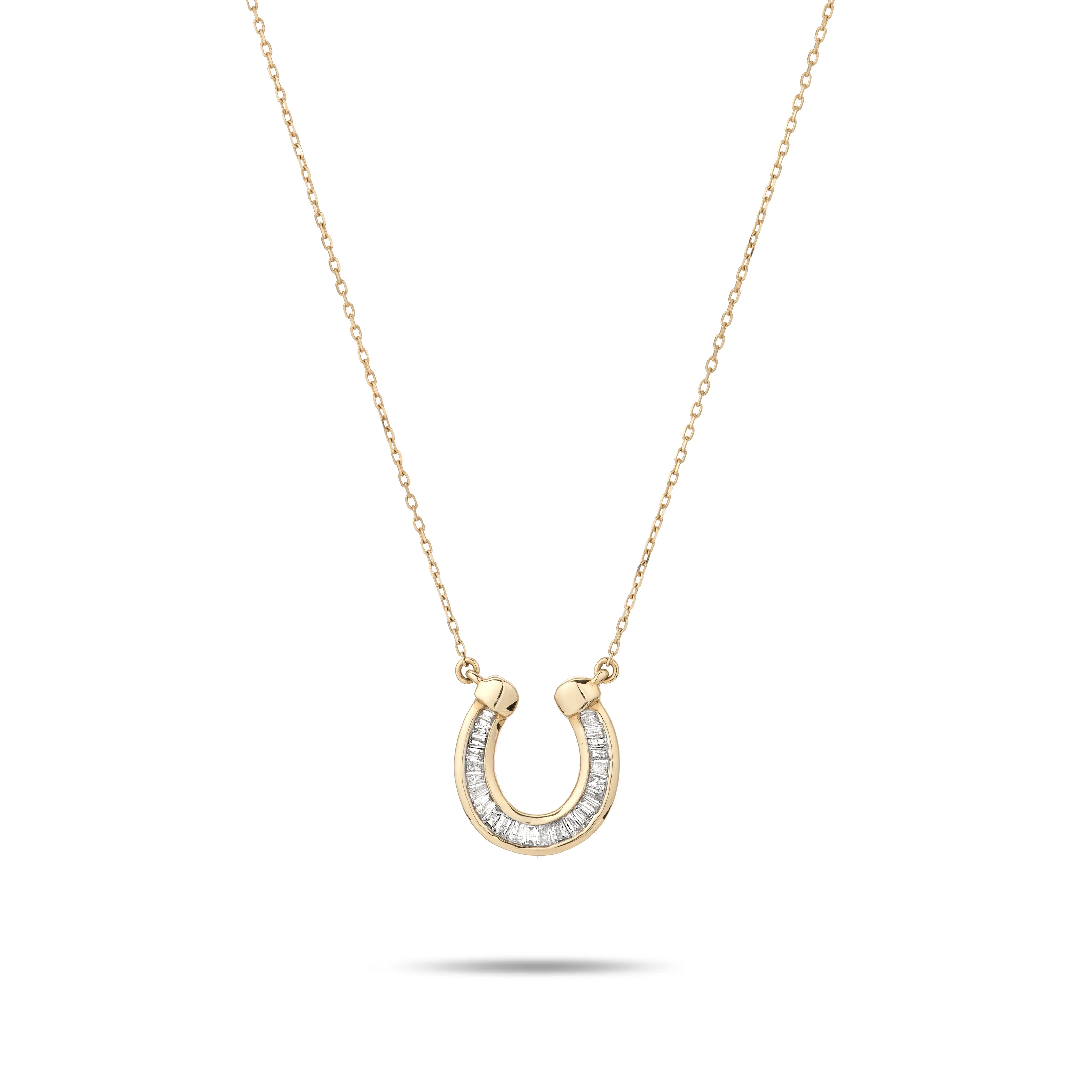 Adina Reyter - Diamond Baguette Horseshoe Necklace in 14K Yellow Gold