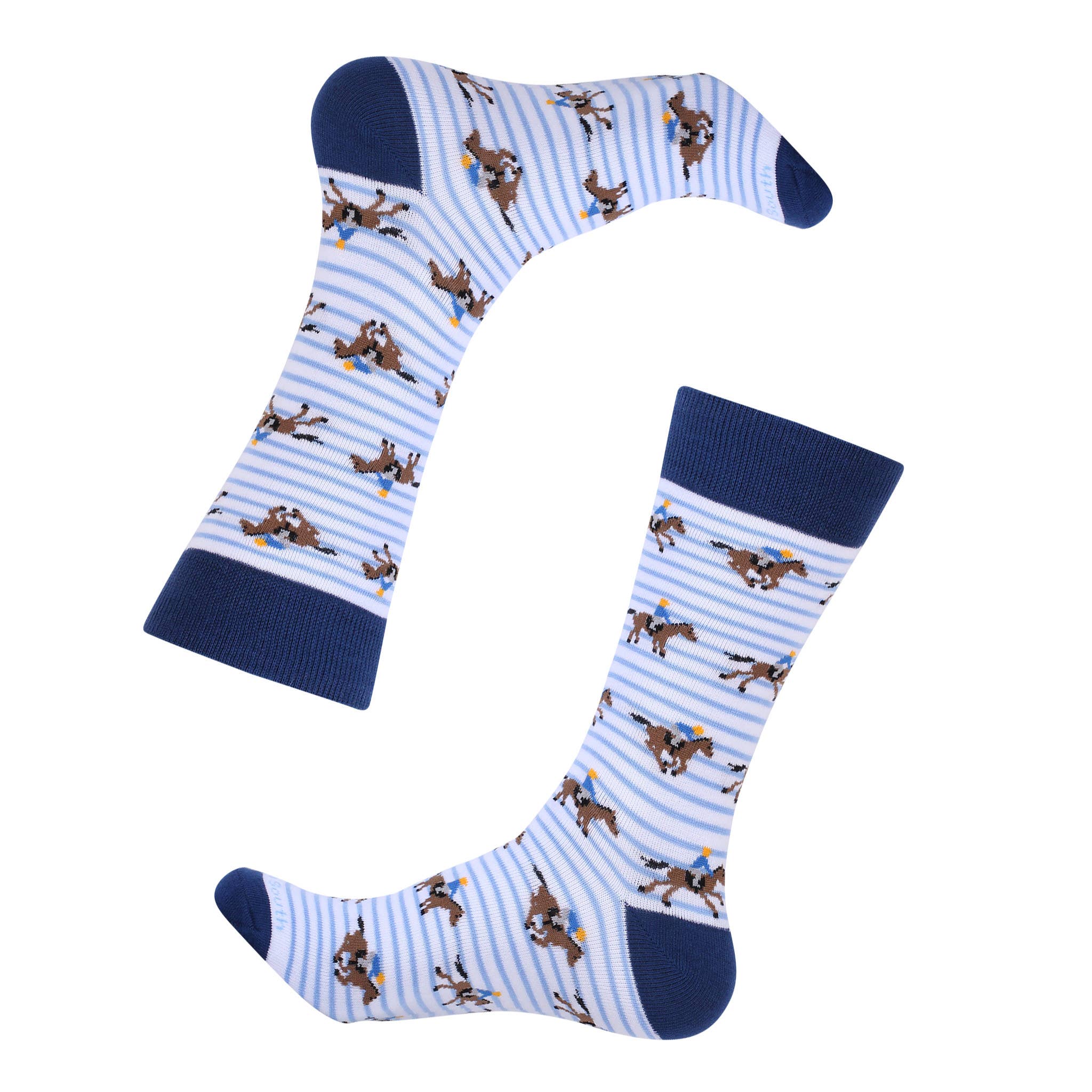 Horse Racing Blue Stripe Derby Socks - Image 3