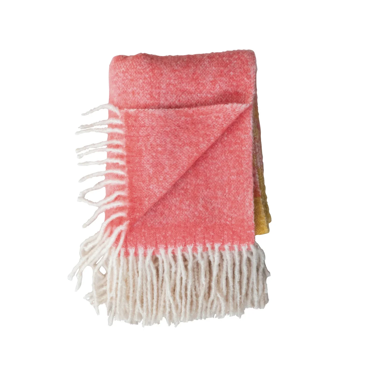 Brushed Acrylic & New Zealand Wool Throw w/ Stripes & Fringe - Image 2
