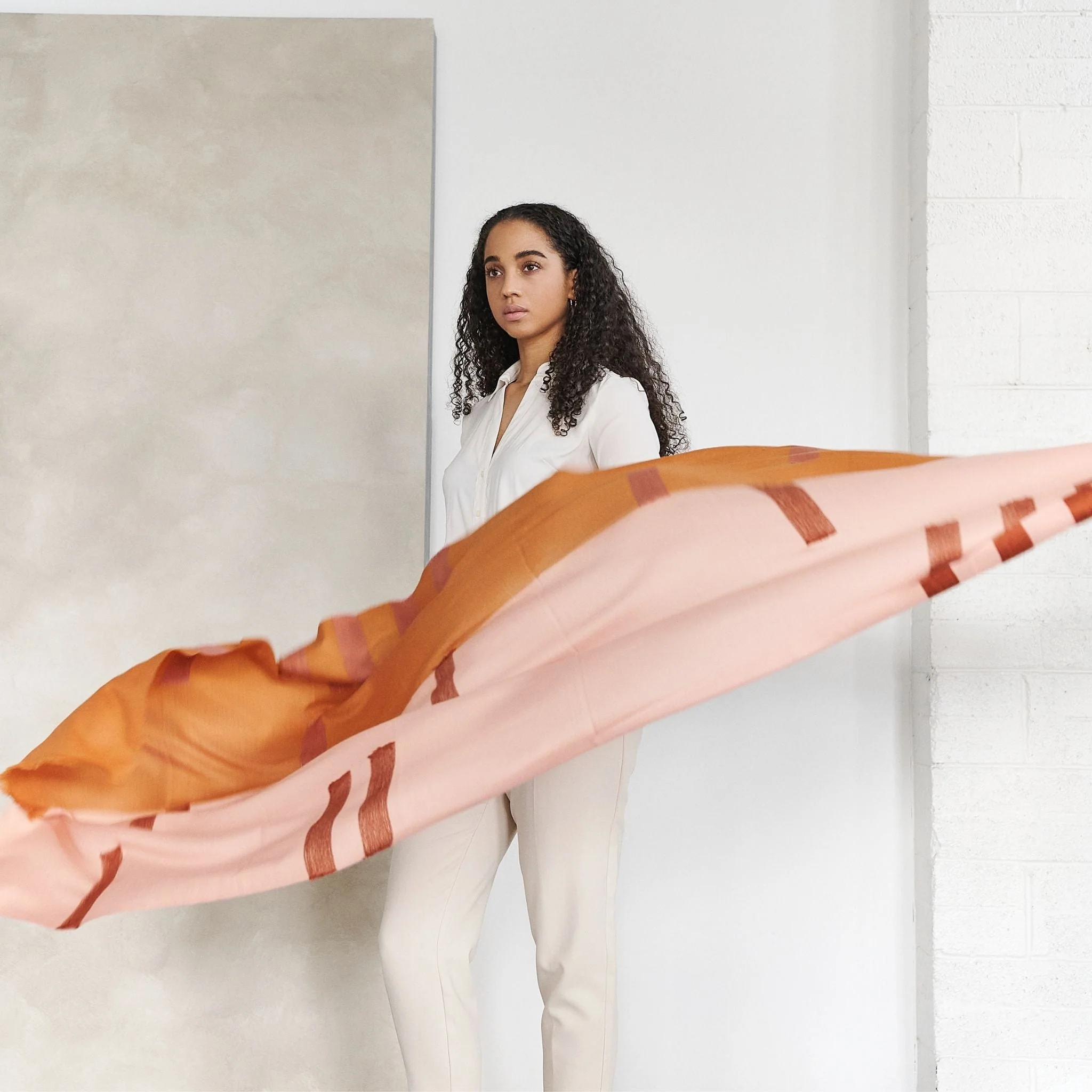 Canyon Hand Embroidered Hand Woven Merino Silk Soft Scarf - Image 3