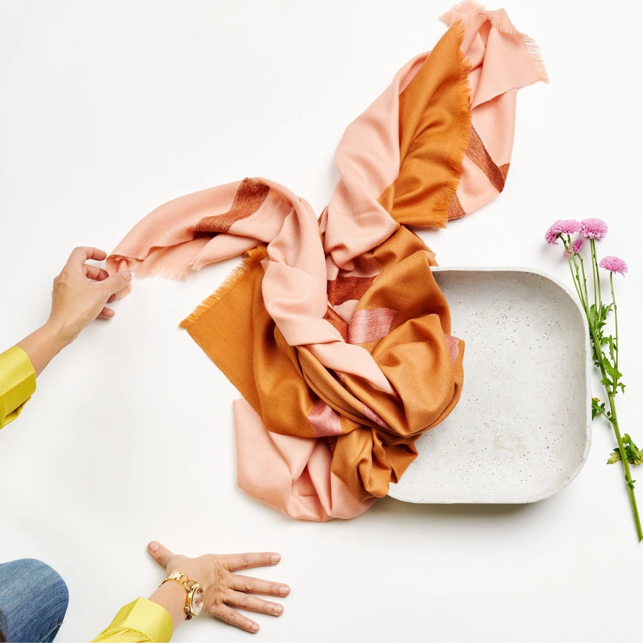 Canyon Hand Embroidered Hand Woven Merino Silk Soft Scarf - Image 5