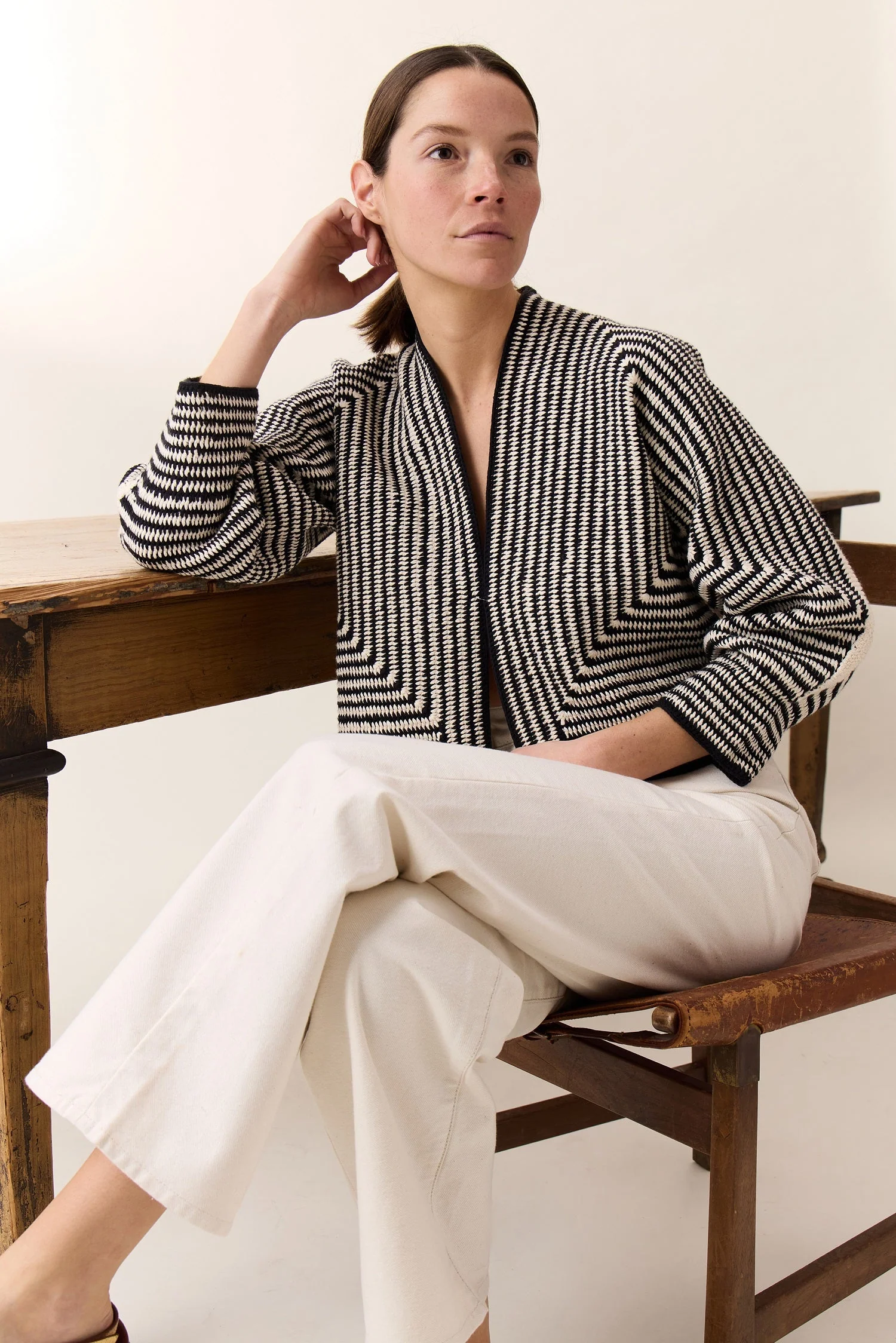 Leon & Harper - Marvela Striped Black Cardigan