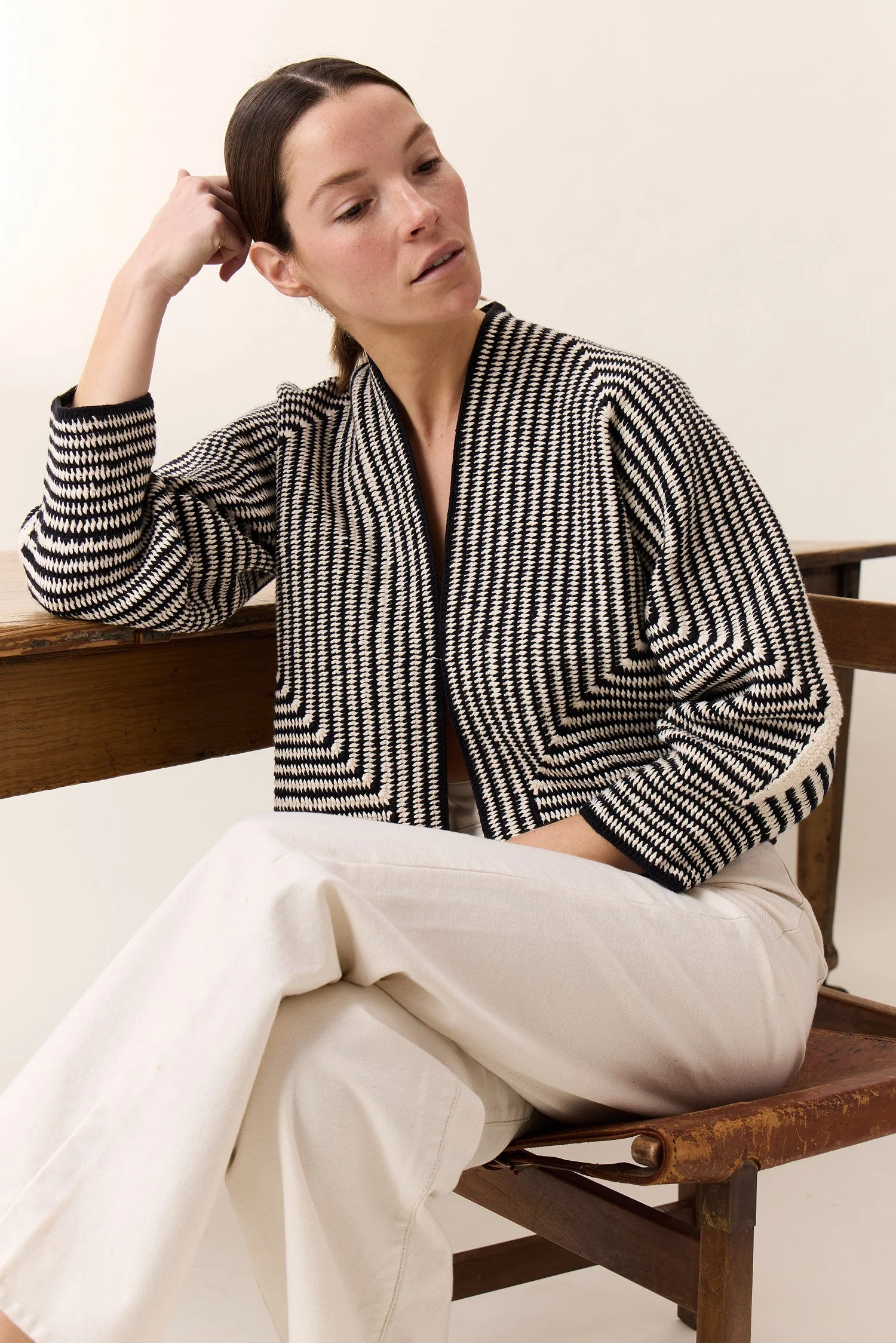 Leon & Harper - Marvela Striped Black Cardigan - Image 8