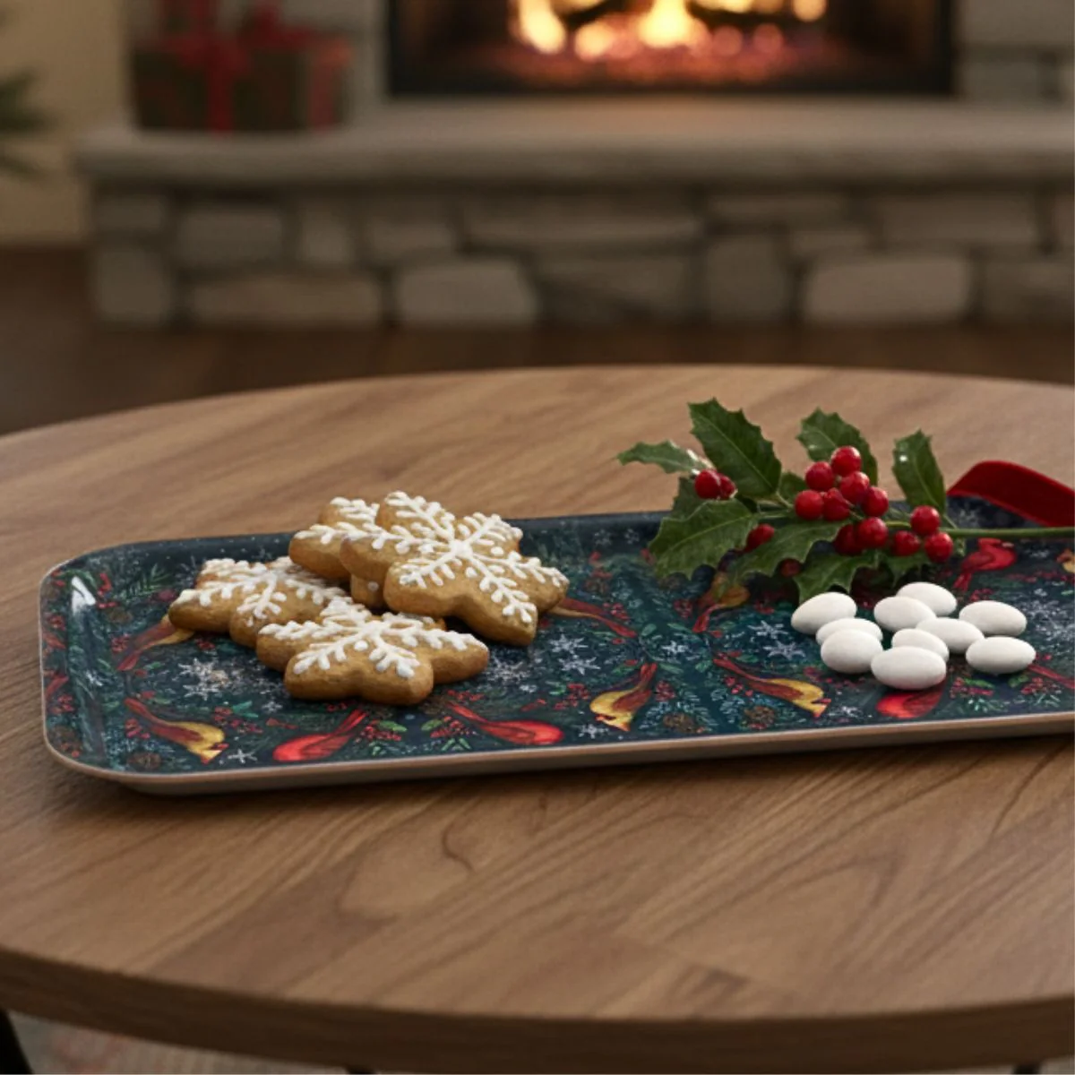 Cardinal Couple Narrow Birchwood Small Decorative Tray - Image 2