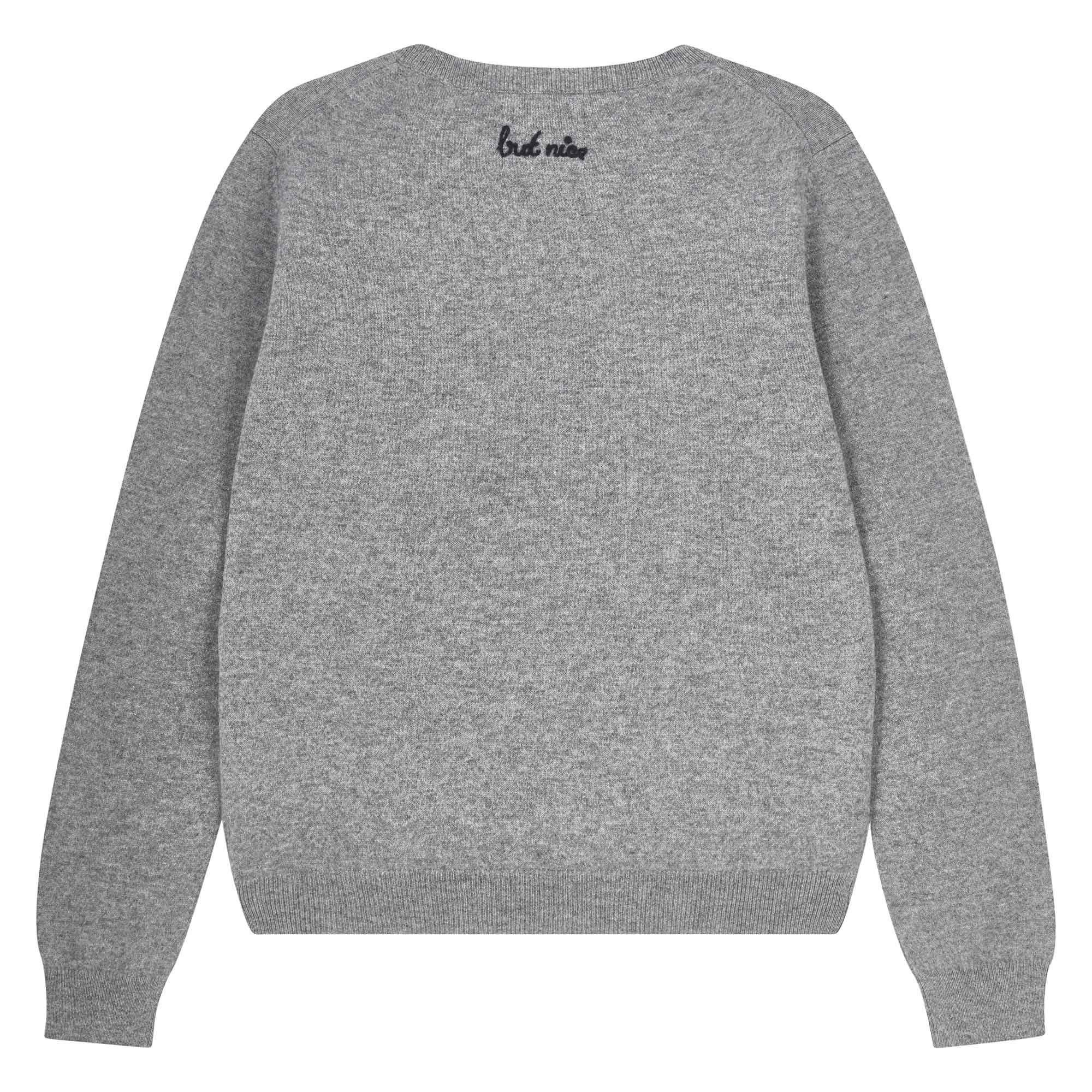 Jumper 1234 - Cashmere Naughty Crew - Mid Grey and Navy - Image 2