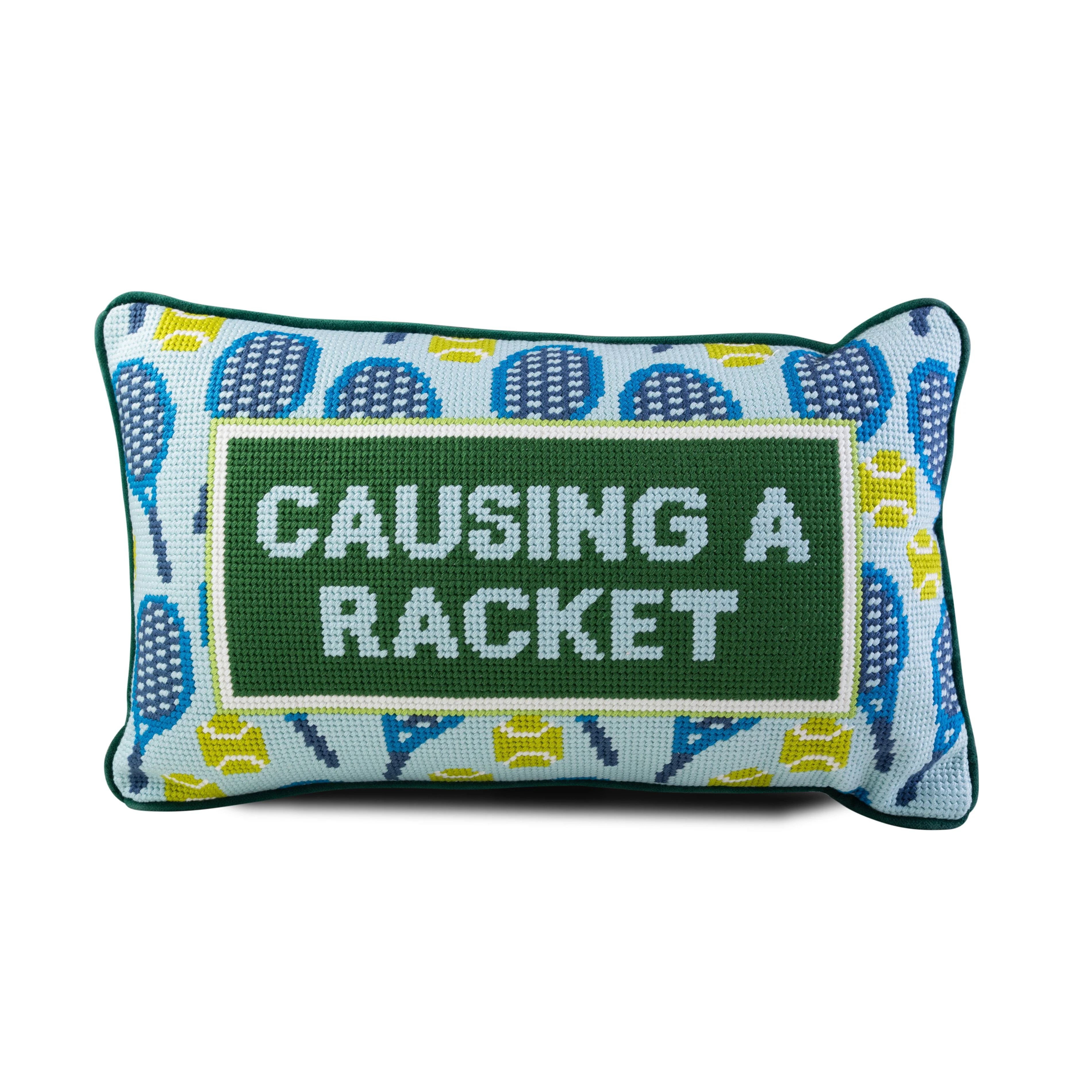 Causing A Racket Needlepoint Pillow - Image 2