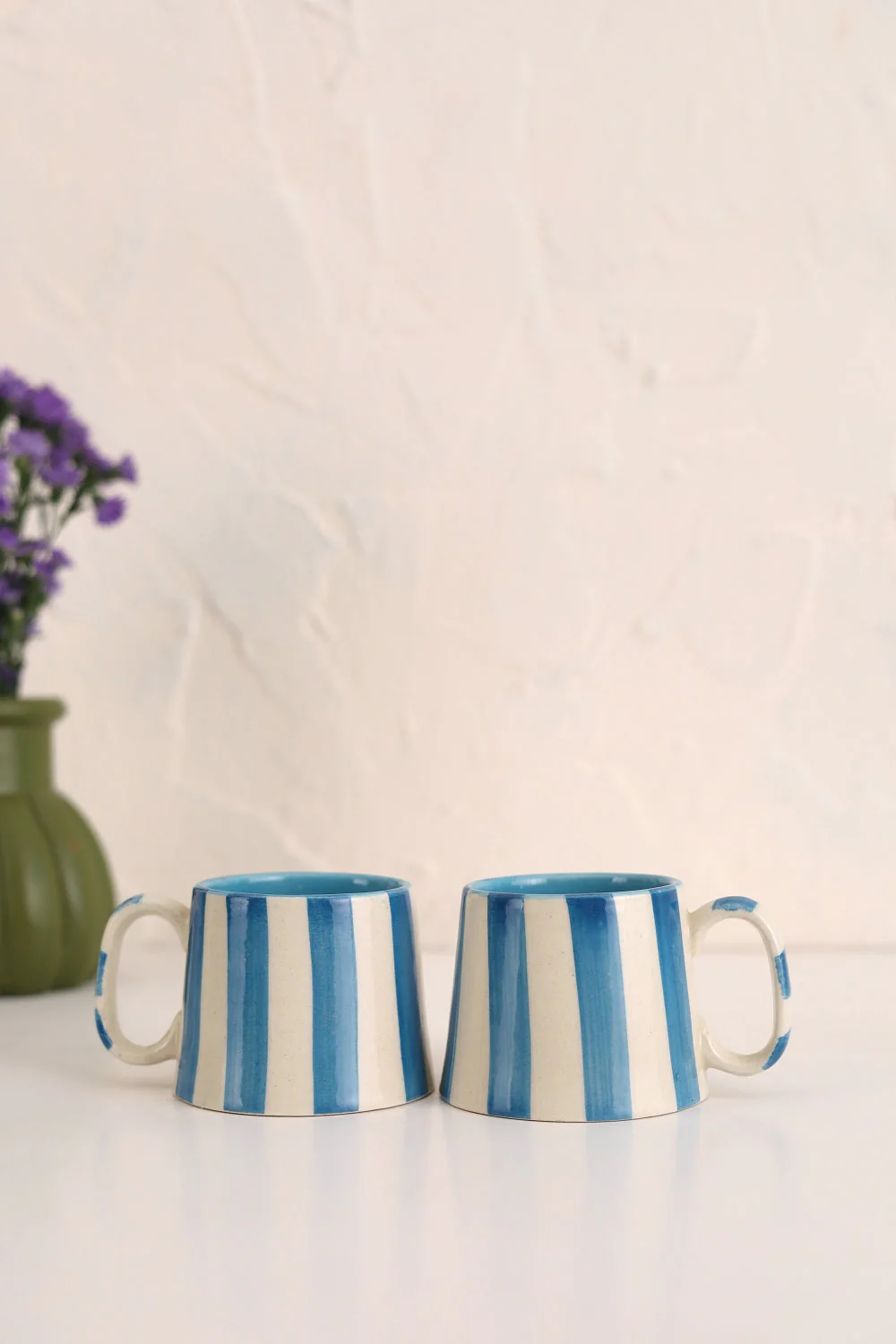 Ceramic Blue Stripe Coffee cup- 220ml (SET OF 4) - Image 2