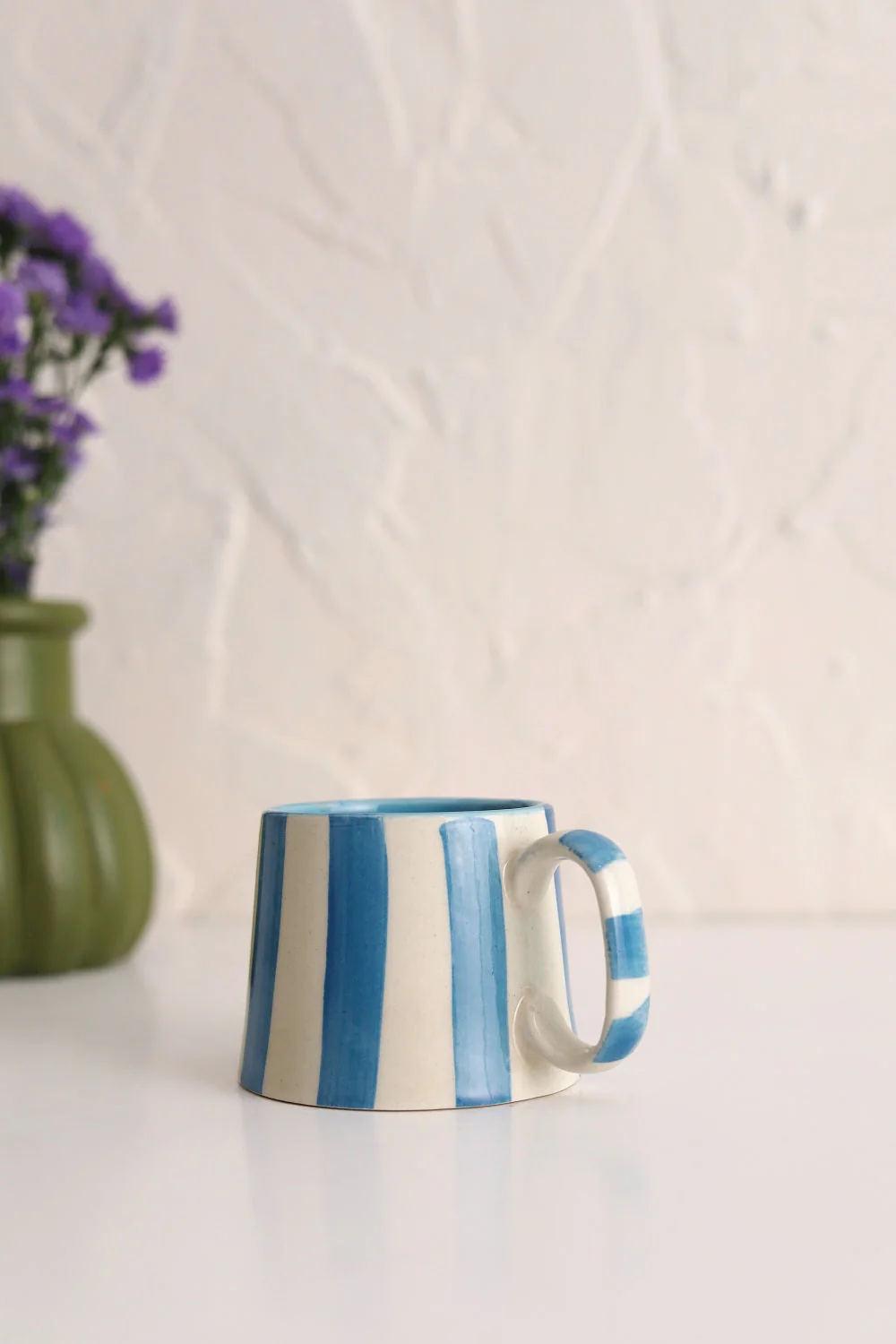 Ceramic Blue Stripe Coffee cup- 220ml (SET OF 4) - Image 3