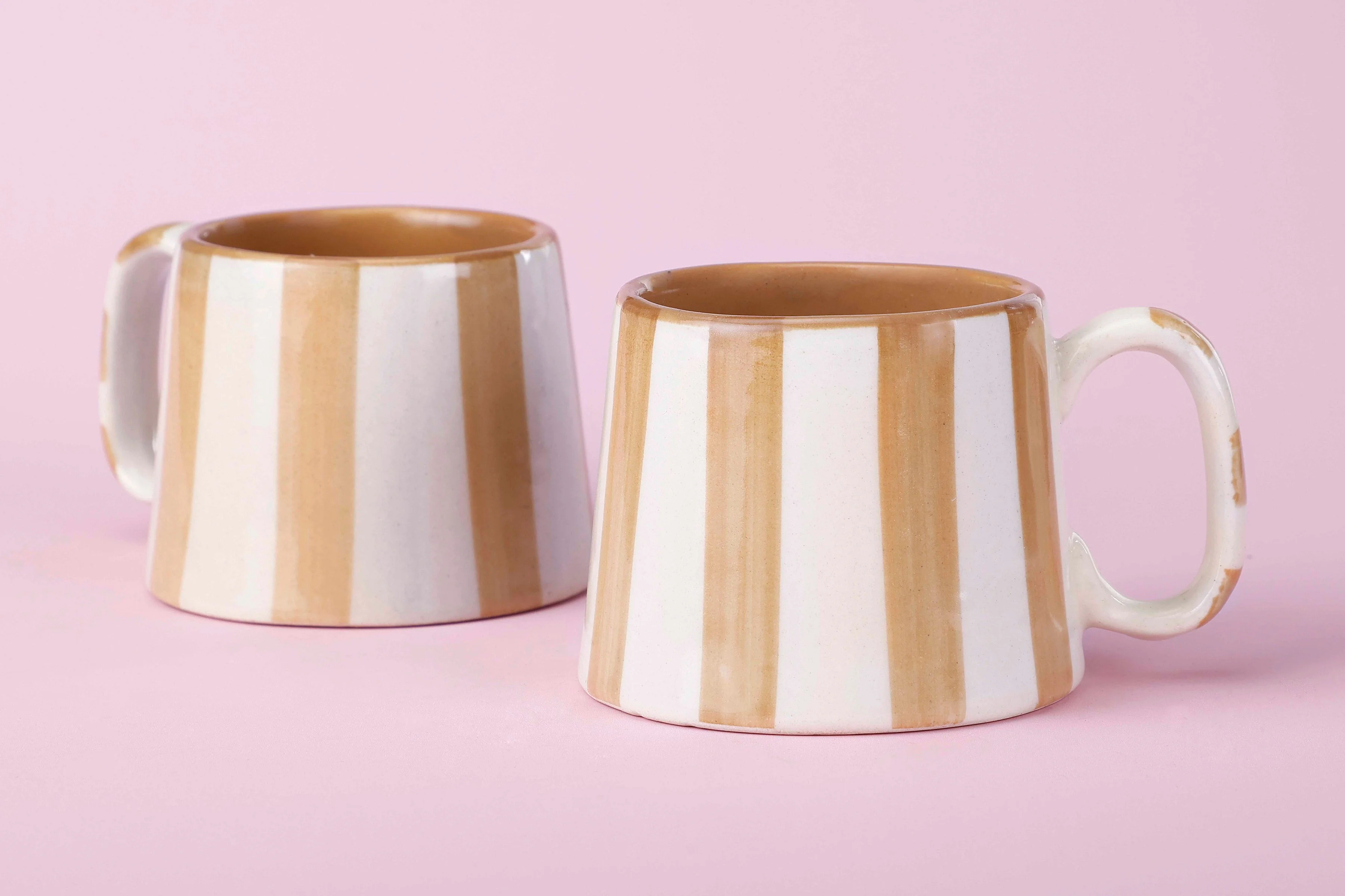 Ceramic Brown Stripe  Coffee cup - 3.5 x 2.5 Inches ( Set of 2 ) - Image 4