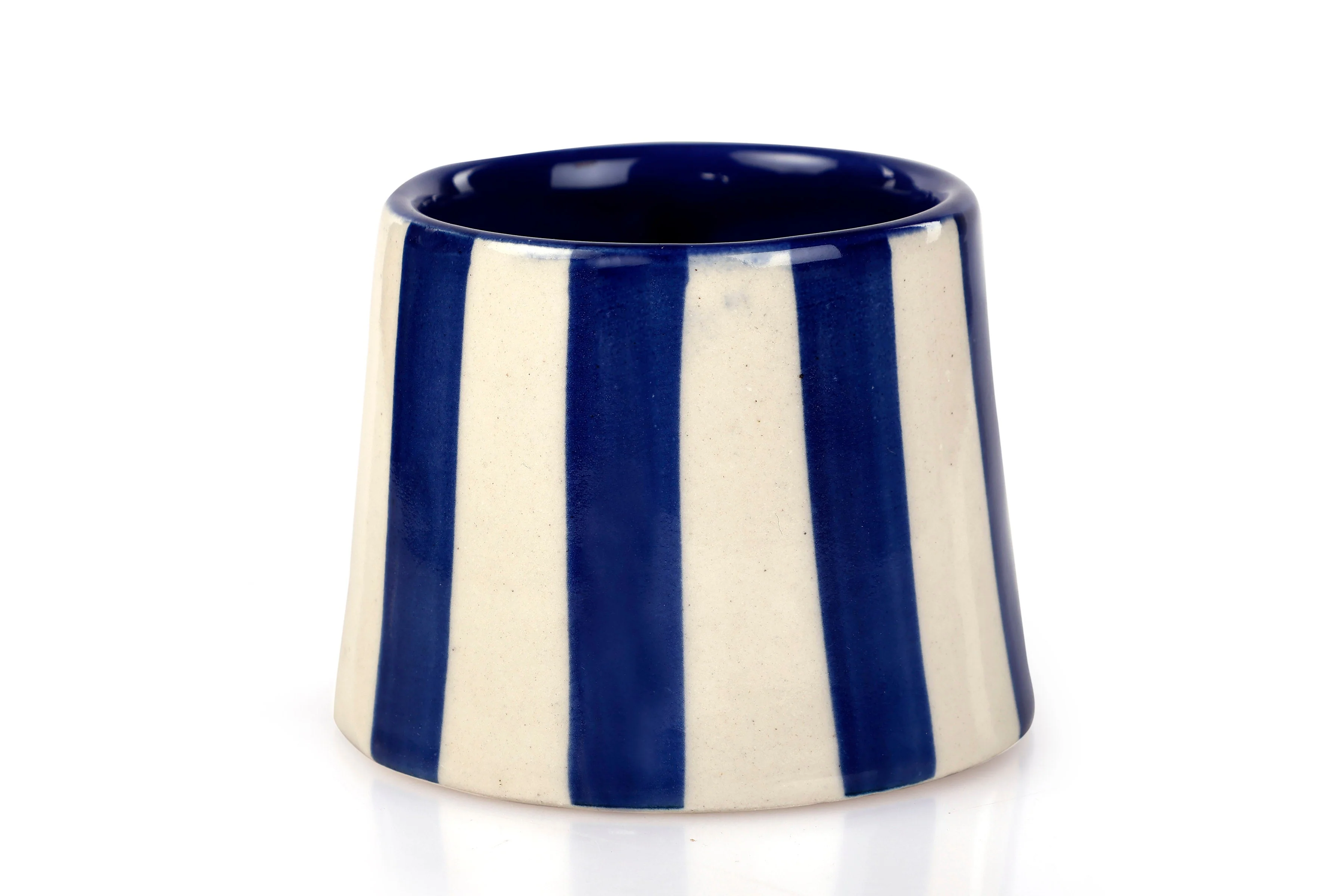 Ceramic Dark Blue Stripe  Coffee cup - 3.5 x 2.5 Inches ( Set of 2 ) - Image 4