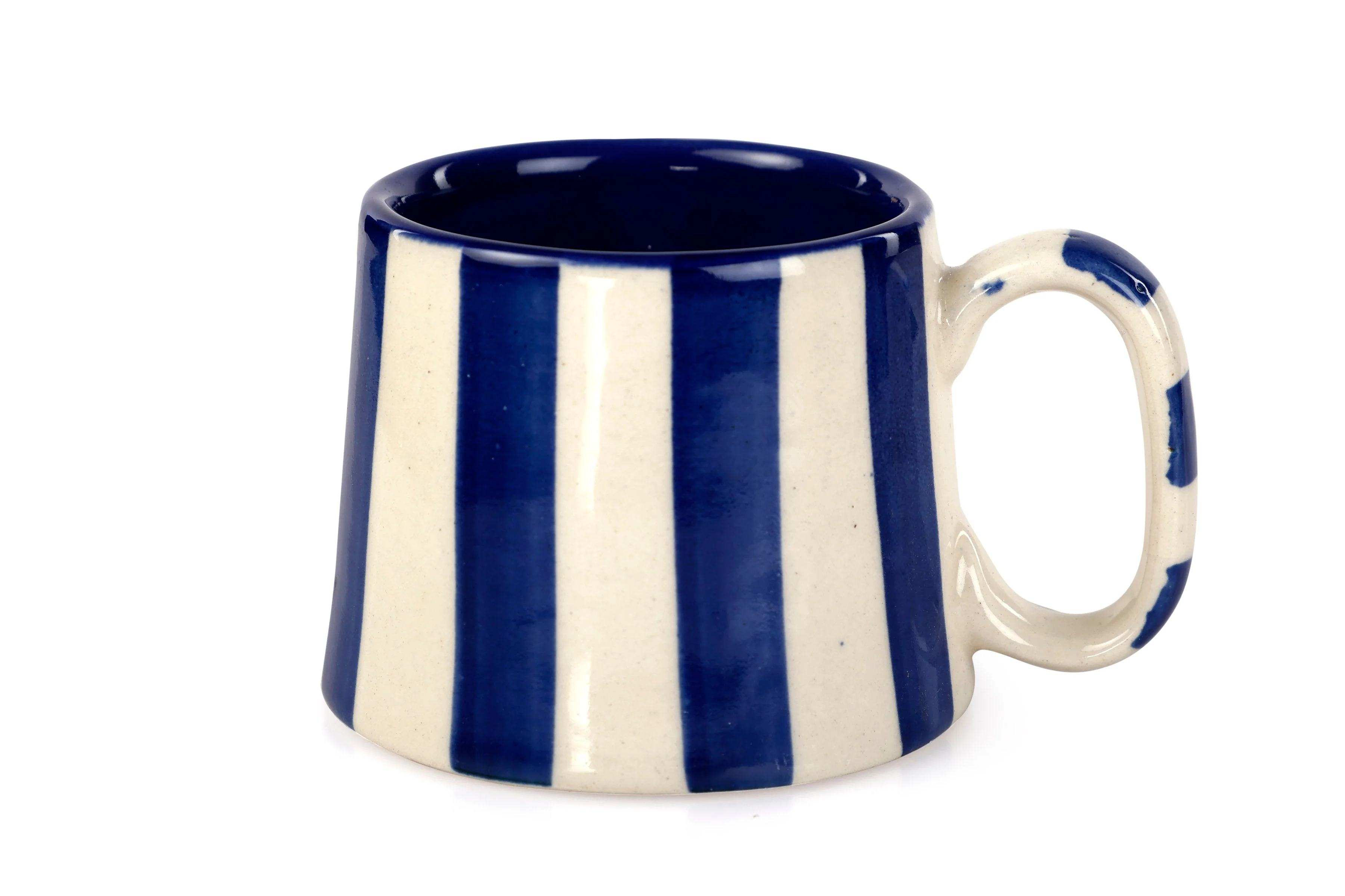 Ceramic Dark Blue Stripe  Coffee cup - 3.5 x 2.5 Inches ( Set of 4 ) - Image 2