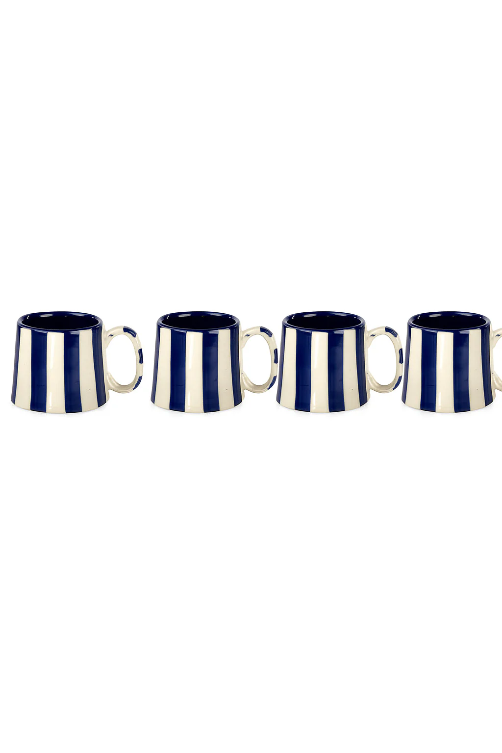 Ceramic Dark Blue Stripe  Coffee cup - 3.5 x 2.5 Inches ( Set of 4 ) - Image 6