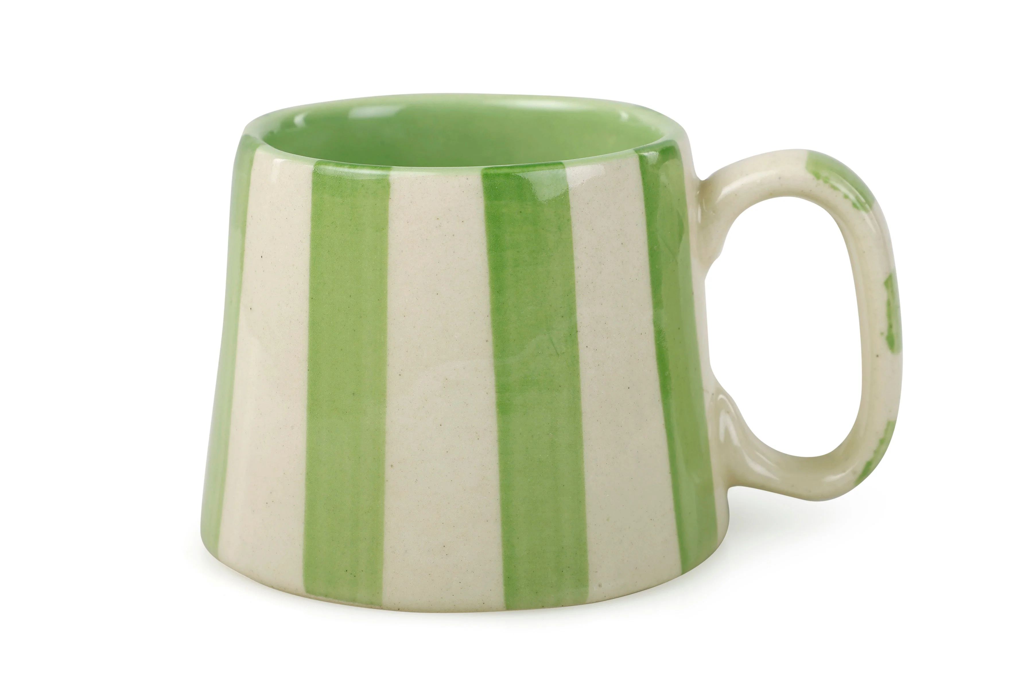 Ceramic Green Stripe  Coffee cup - 3.5 x 2.5 Inches ( Set of 2 ) - Image 2