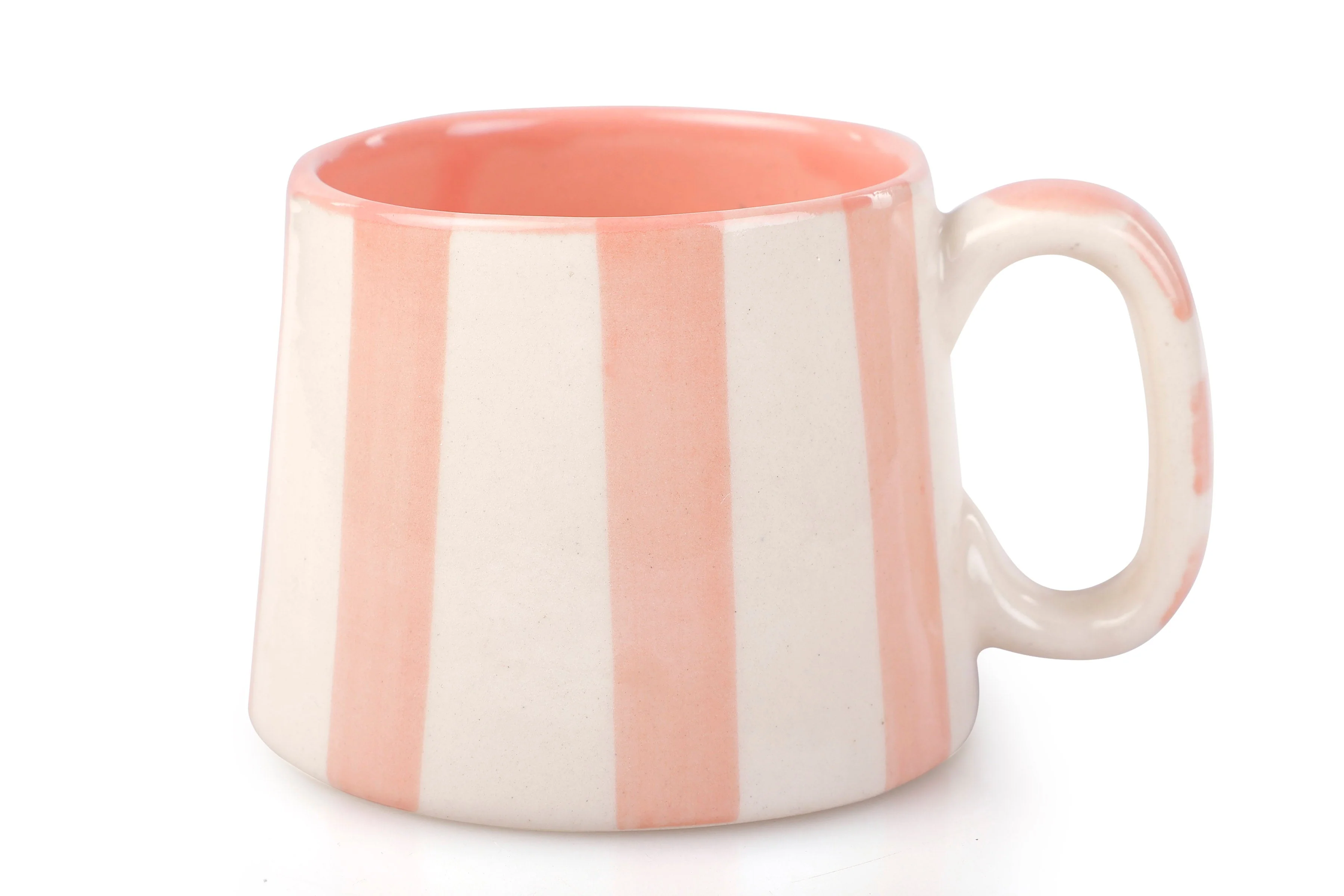 Ceramic Pink Stripe  Coffee cup- 220ml - 3.5 x 2.5 Inches (Set of 2) - Image 2