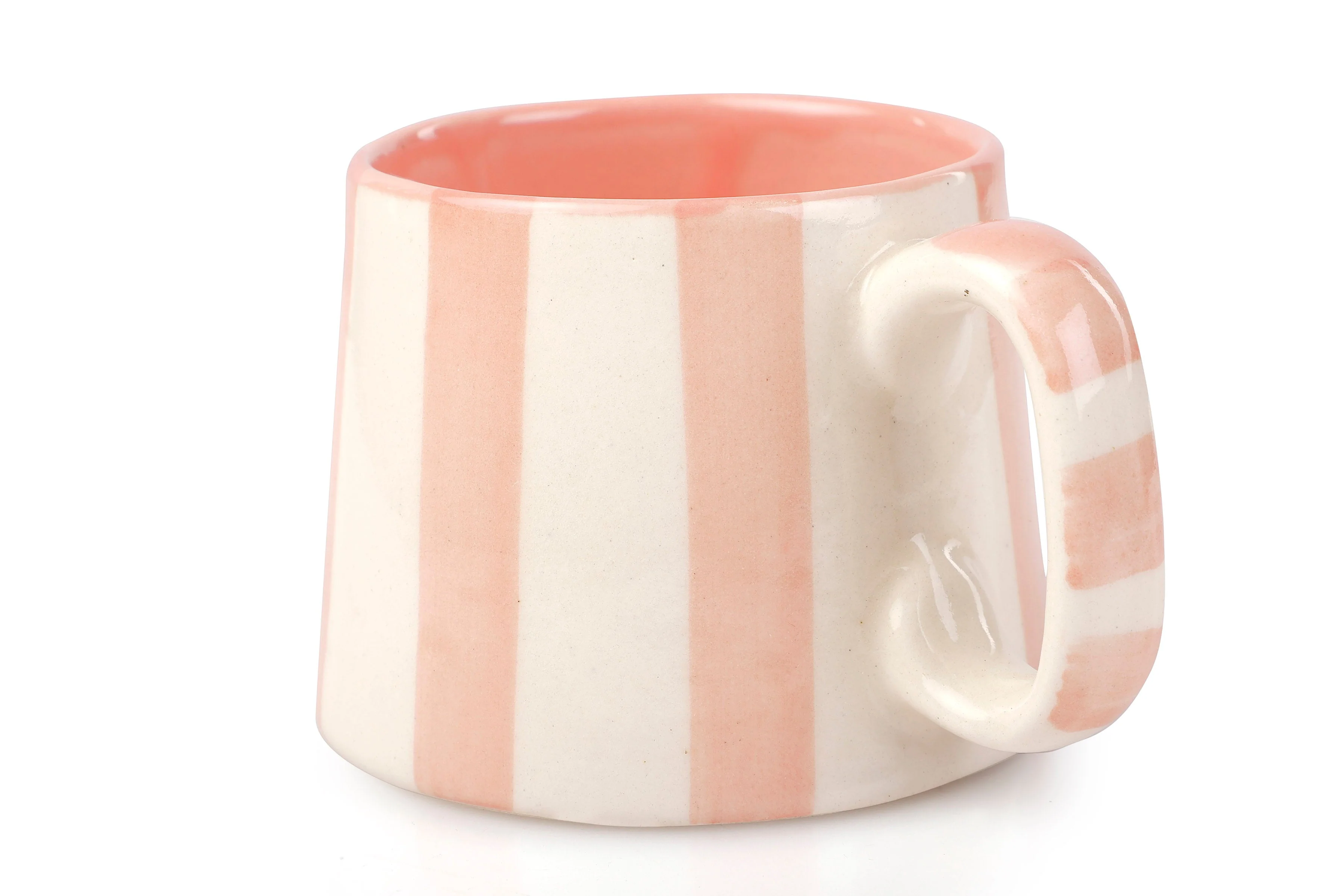 Ceramic Pink Stripe  Coffee cup- 220ml - 3.5 x 2.5 Inches (Set of 2) - Image 3