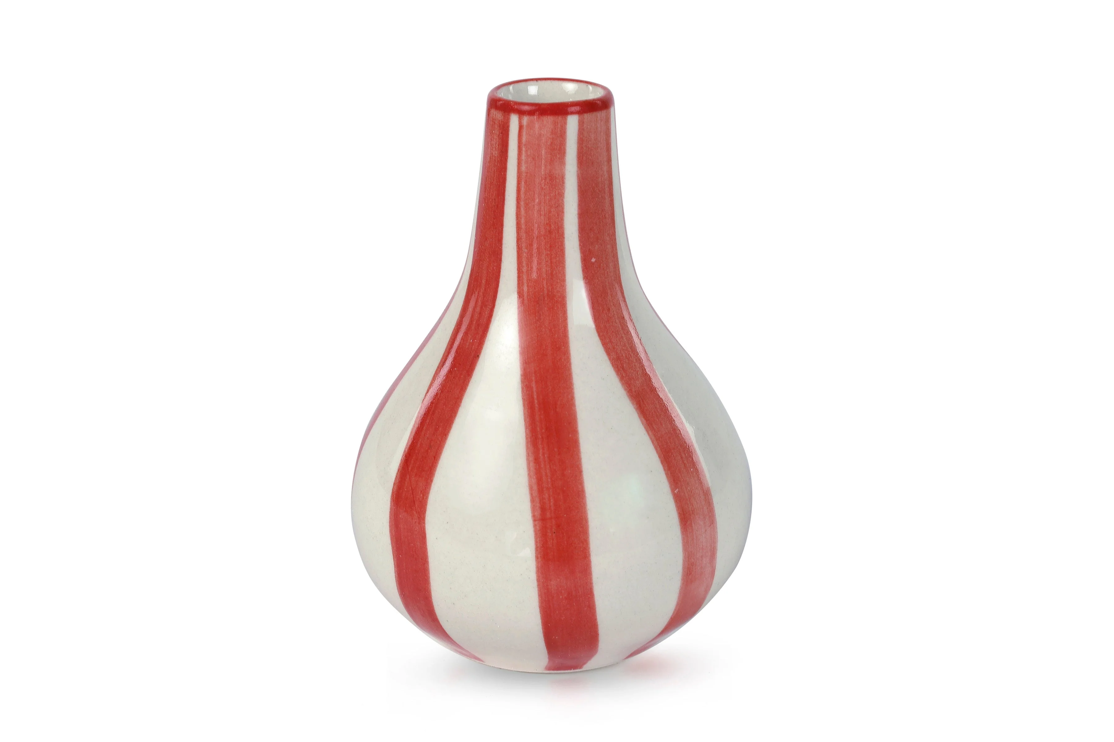 Ceramic Stripe  bud vase, Red -  3.5 x 3.5 x 4.75 Inches ( Set of 2 ) - Image 2