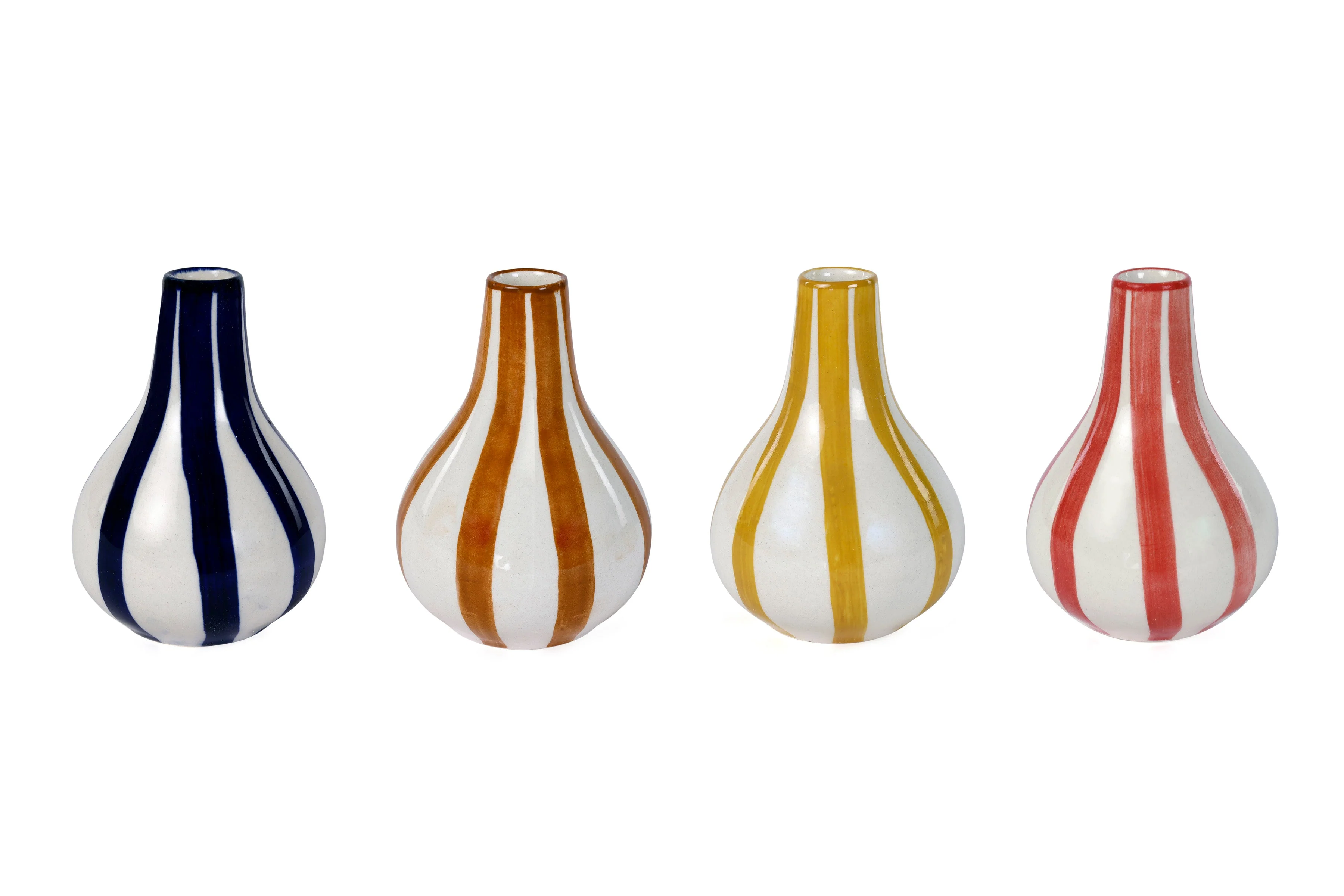 Ceramic Stripe  bud vase, Red -  3.5 x 3.5 x 4.75 Inches ( Set of 2 ) - Image 3