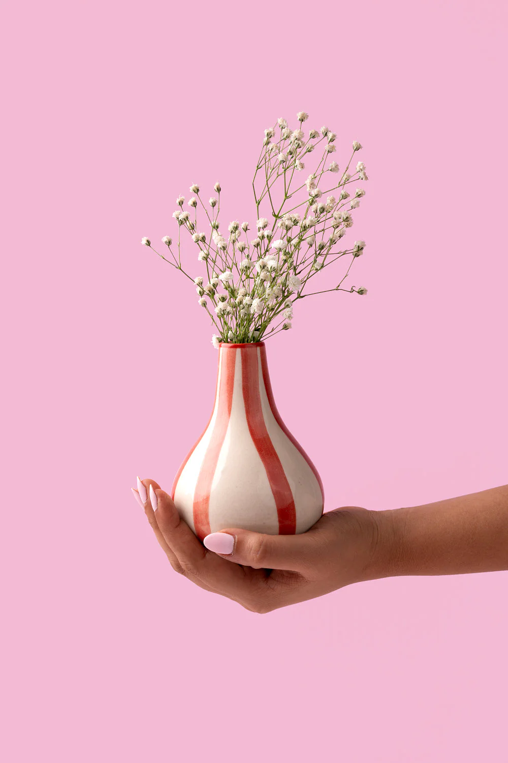Ceramic Stripe  bud vase, Red -  3.5 x 3.5 x 4.75 Inches ( Set of 2 ) - Image 5
