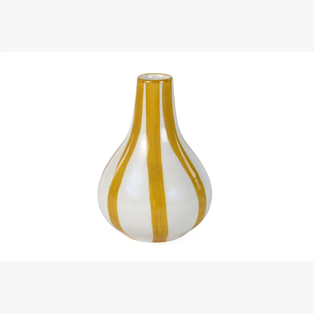 Ceramic Stripe bud vase, Yellow- 3.5 x 3.5 x 4.75 Inches - Image 4