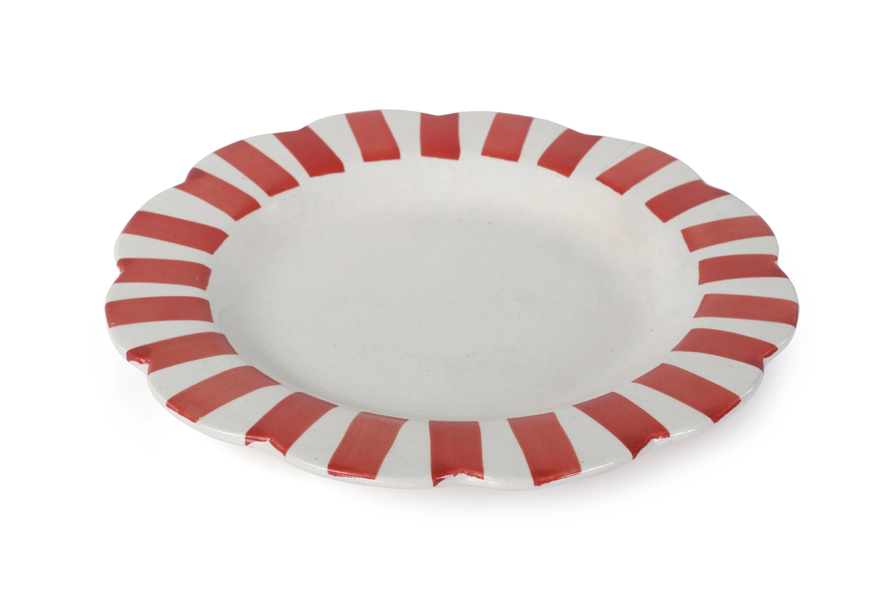 Ceramic Stripe Dinner Plate,  Red- 10 x 10 x 1.25 Inches ( Set of 2 ) - Image 5