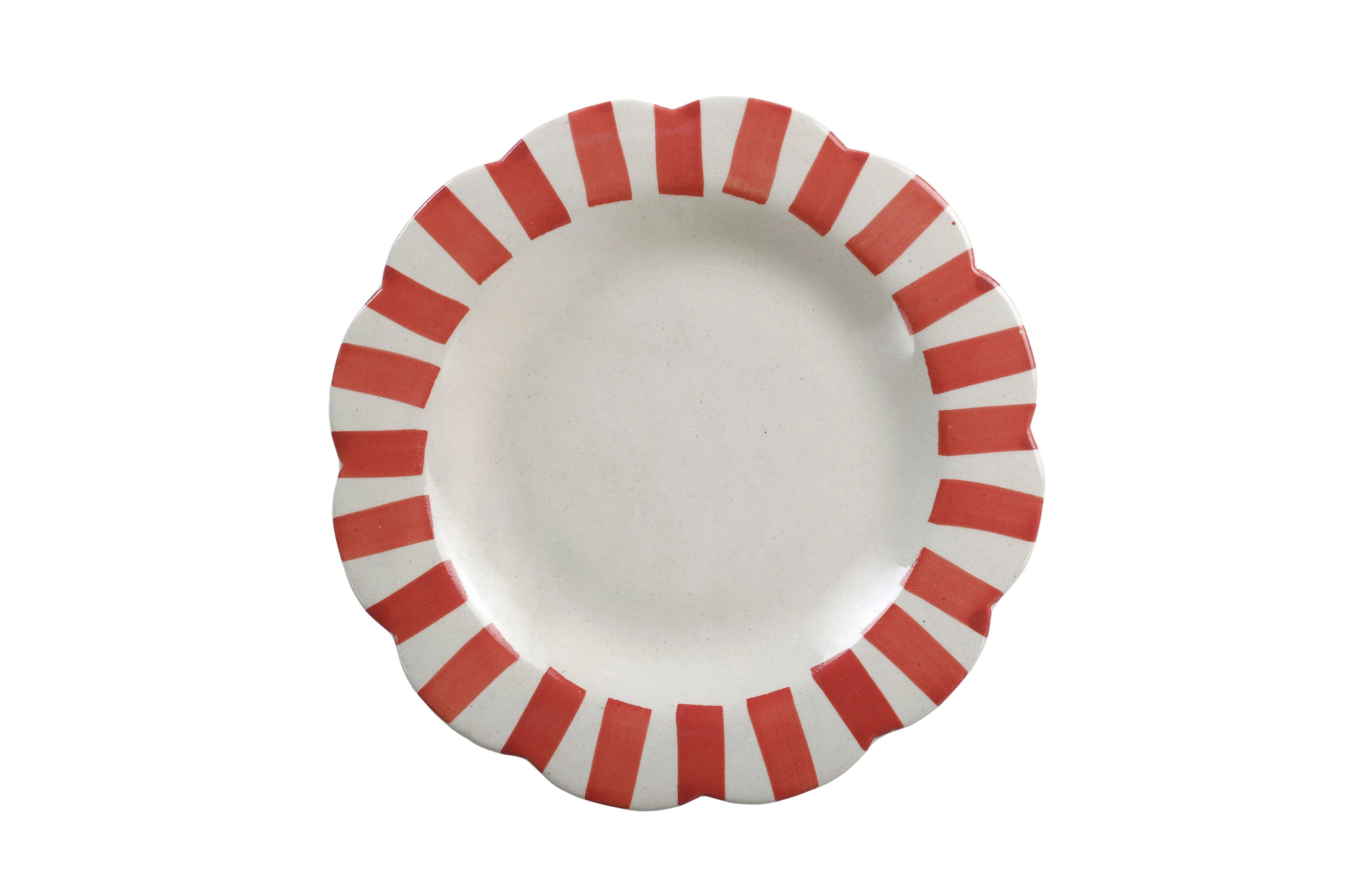 Ceramic Stripe Dinner Plate, Red- 10 x 10 x 1.25 Inches ( Set of 4 ) - Image 2