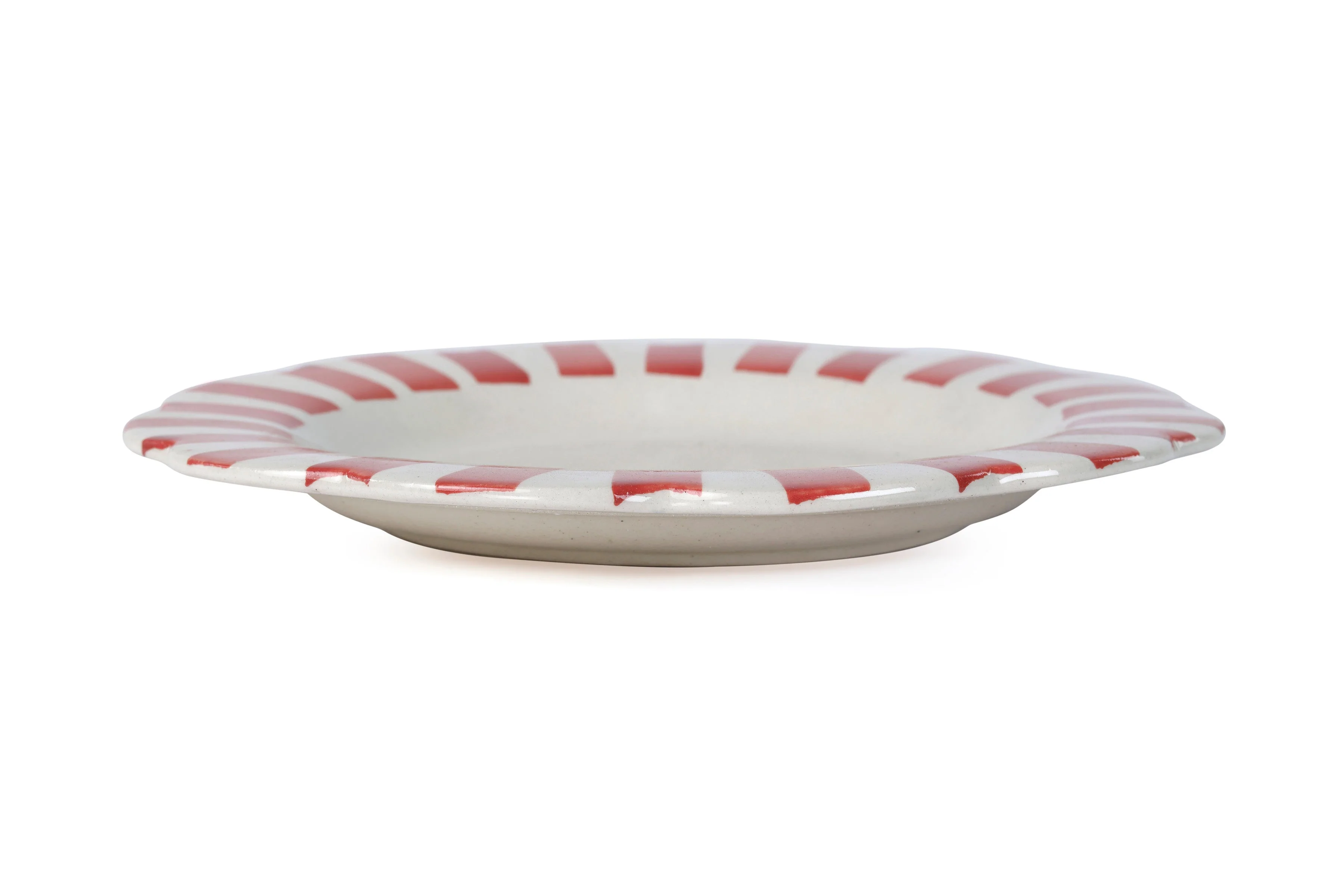 Ceramic Stripe Dinner Plate, Red- 10 x 10 x 1.25 Inches ( Set of 4 ) - Image 6
