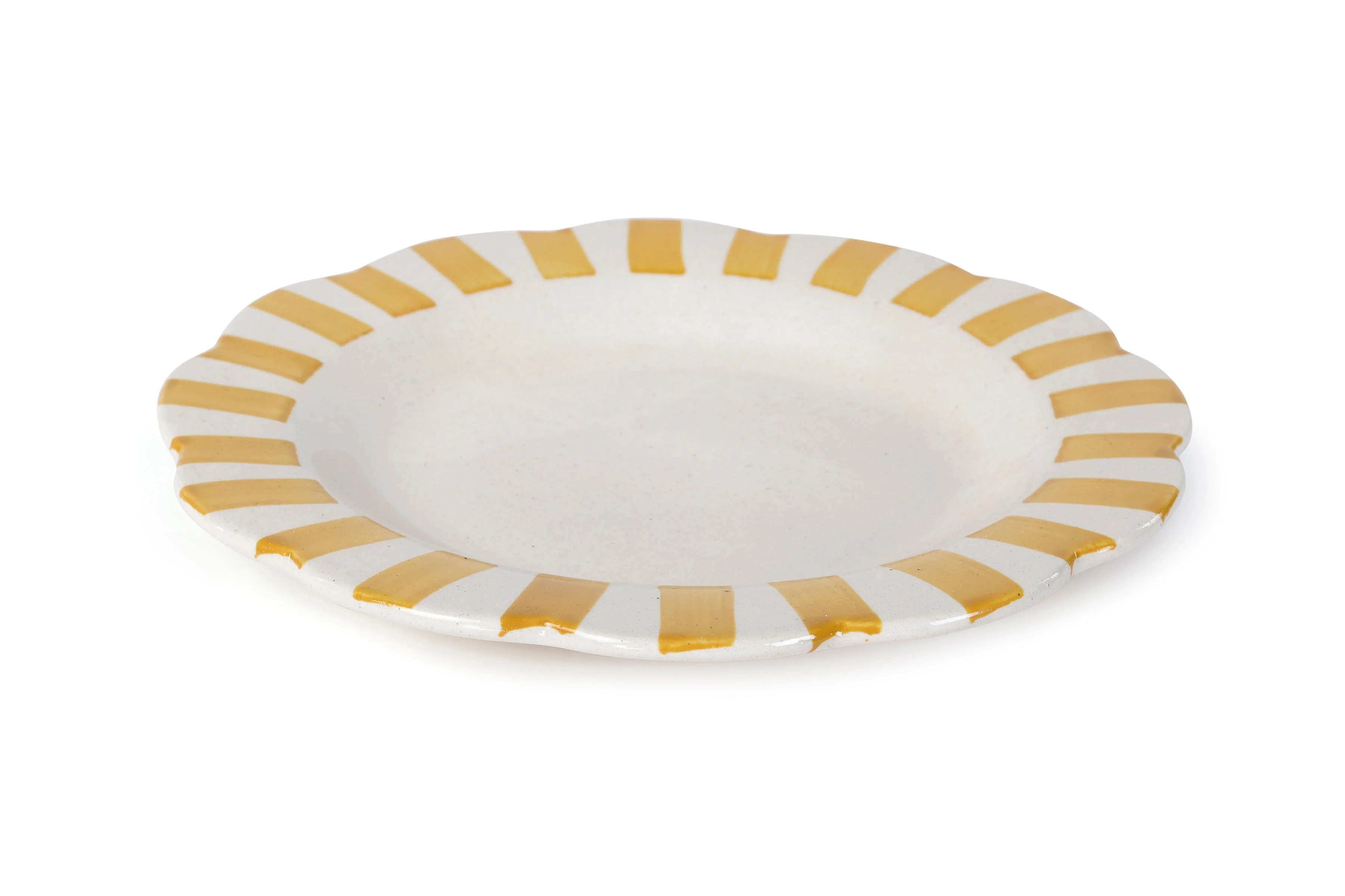 Ceramic Stripe Dinner Plate, Yellow - 10 x 10 x 1.25 Inches ( Set of 4 ) - Image 4