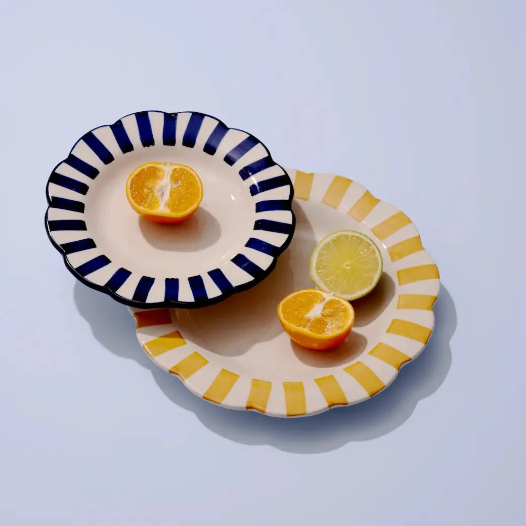 Ceramic Stripe Dinner Plate, Yellow - 10 x 10 x 1.25 Inches ( Set of 4 ) - Image 5
