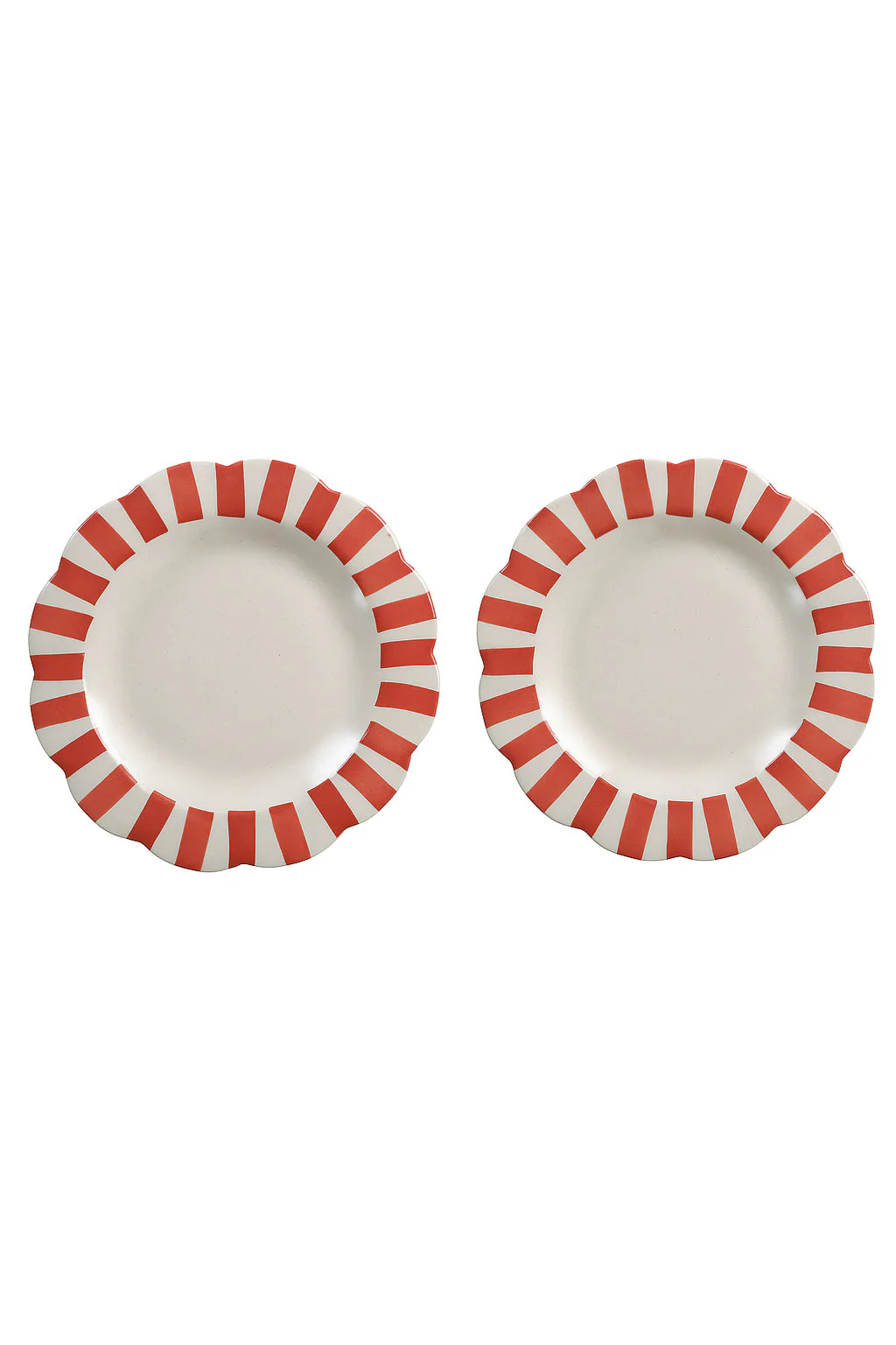 Ceramic stripe Salad Plate, Red- 8.25x 8.25 x 1.25 Inches ( Set of 2 )
