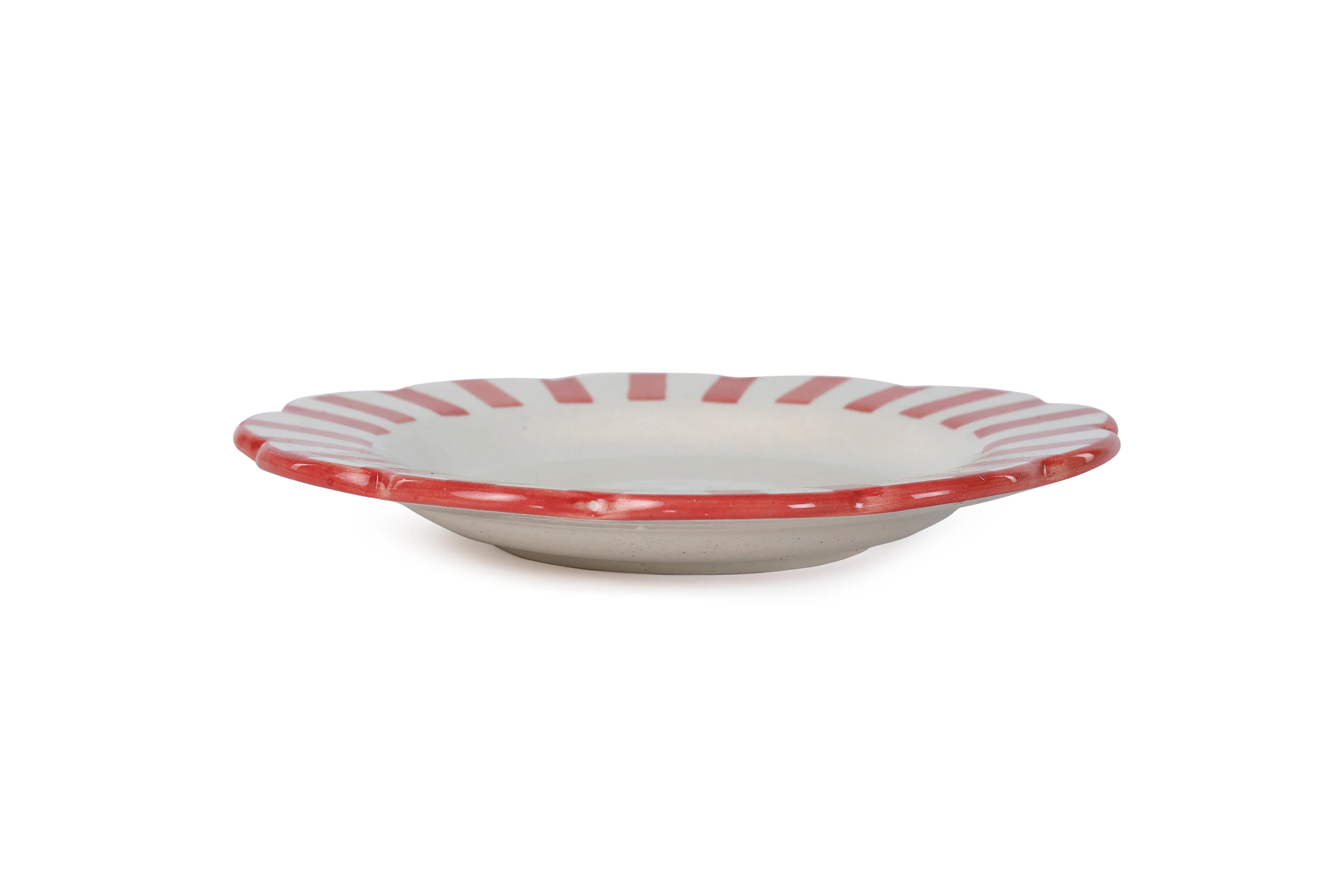 Ceramic stripe Salad Plate, Red- 8.25x 8.25 x 1.25 Inches ( Set of 4 ) - Image 3