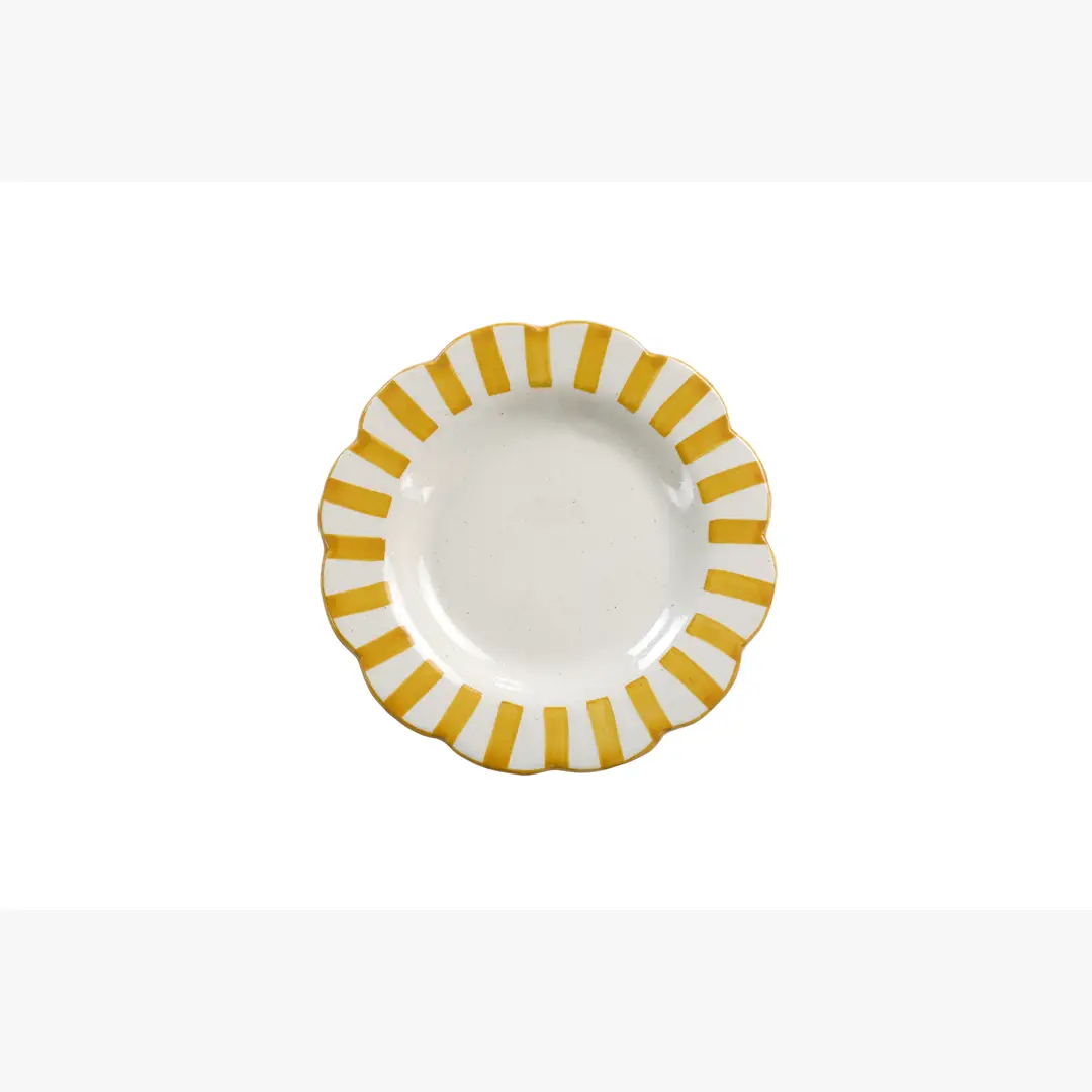 Ceramic stripe Salad Plate, Yellow- 8.25x 8.25 x 1.25 Inches - Image 2